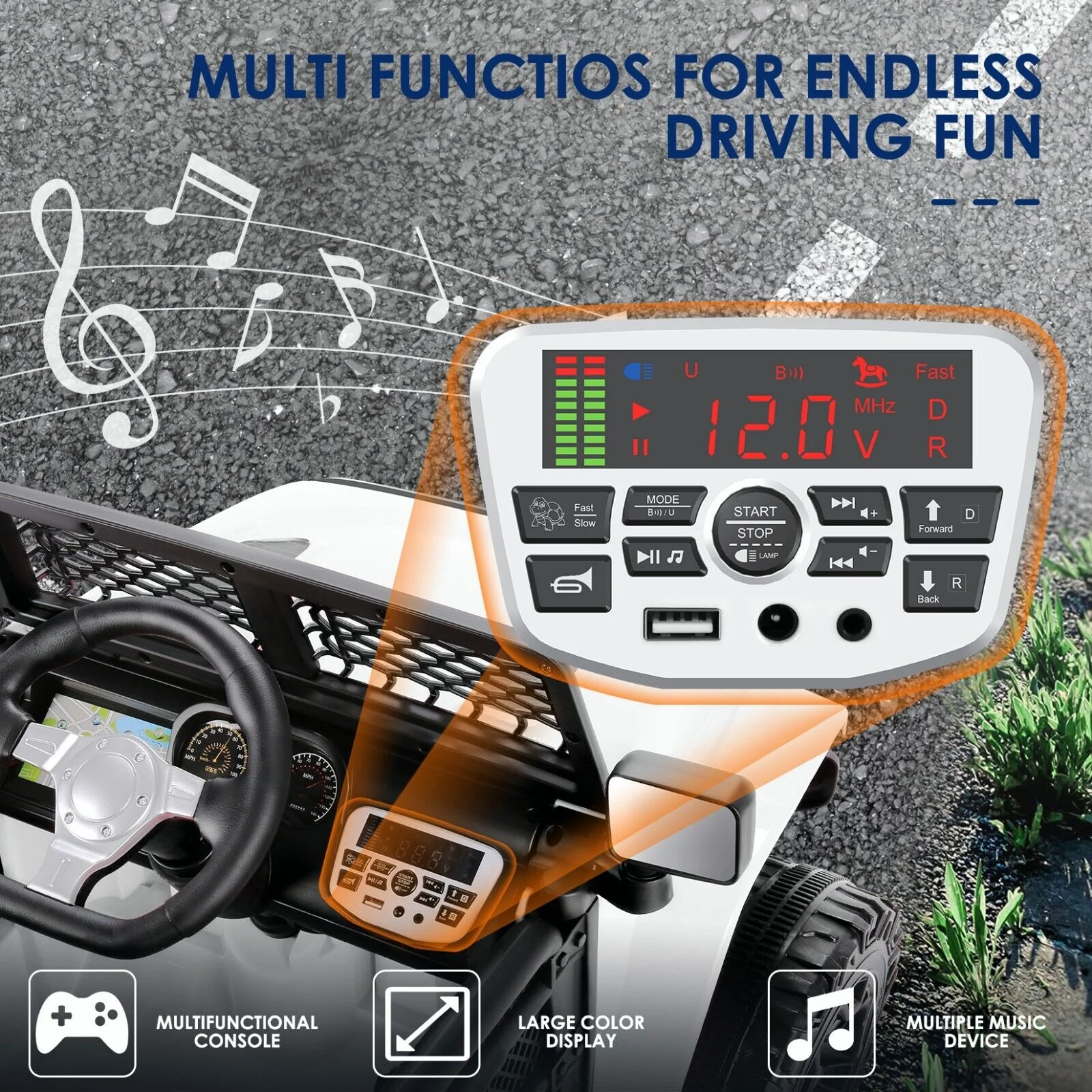 Electric Kids Ride On Truck with Remote Control and MP3 Player - 12V Battery Powered Toy Car - Image 39