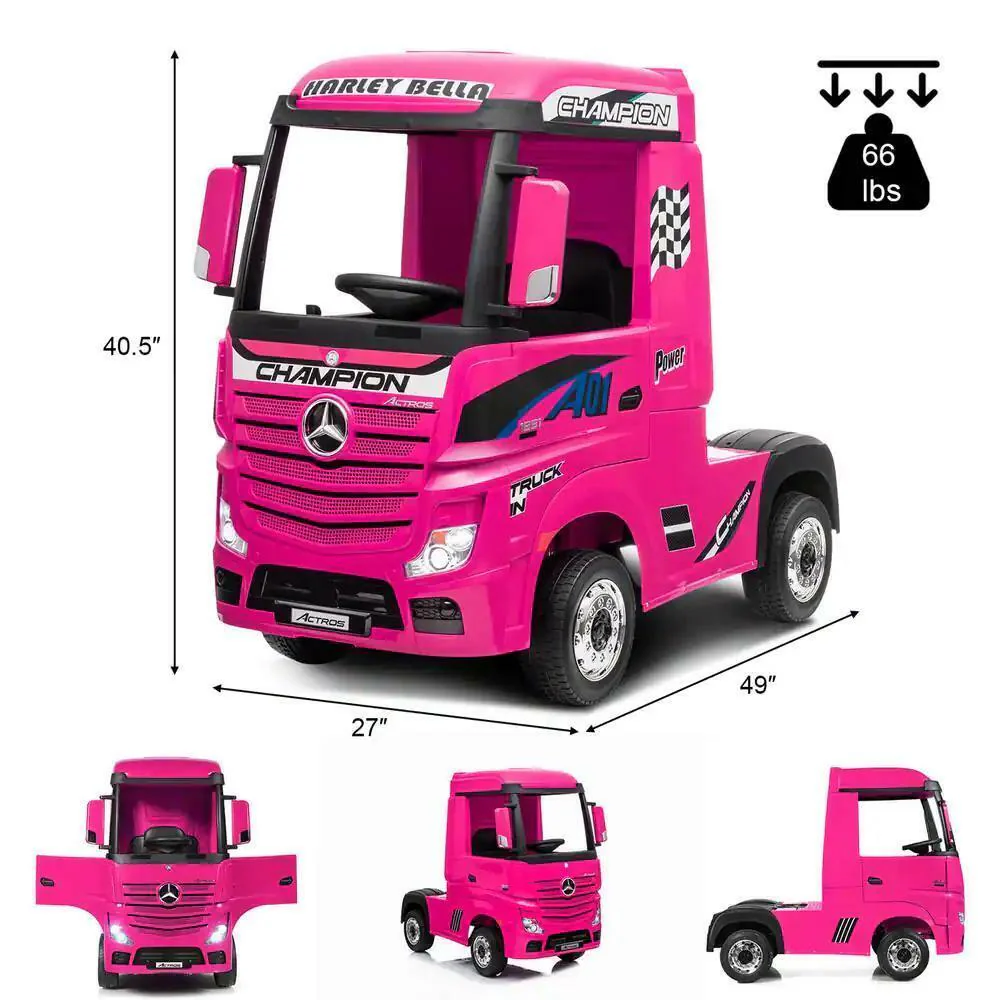 Electric Kids Toy Mercedes Benz Actros Remote Control Pink Ride-on Car 12V - Image 6