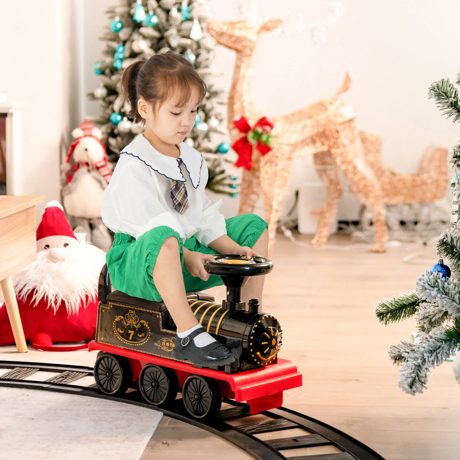 Electric Kids Train Toy with Unique Design & Stickers - Black - Image 3