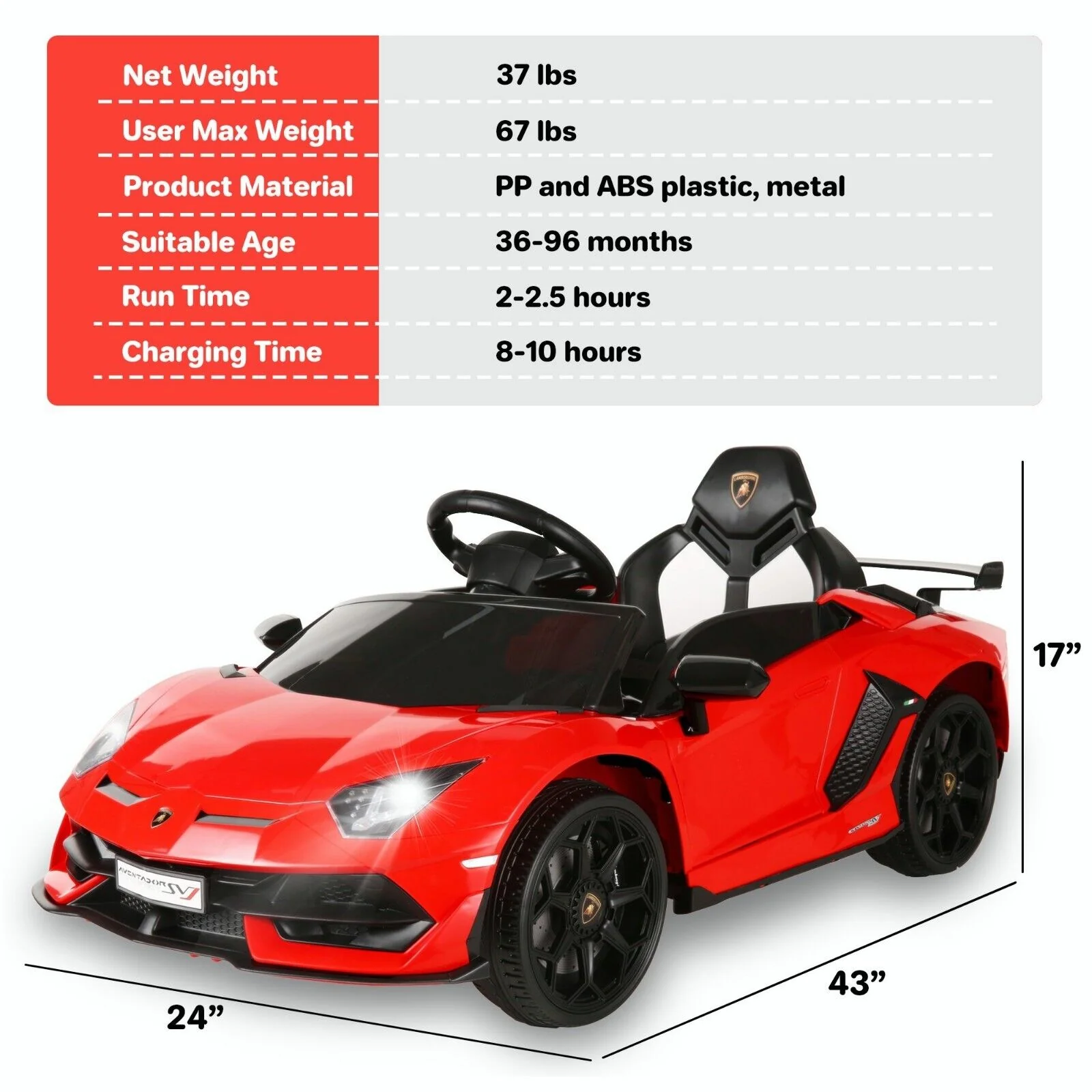 Electric Lamborghini Ride-On Car for Kids with Remote Control - 24/12V - Image 104