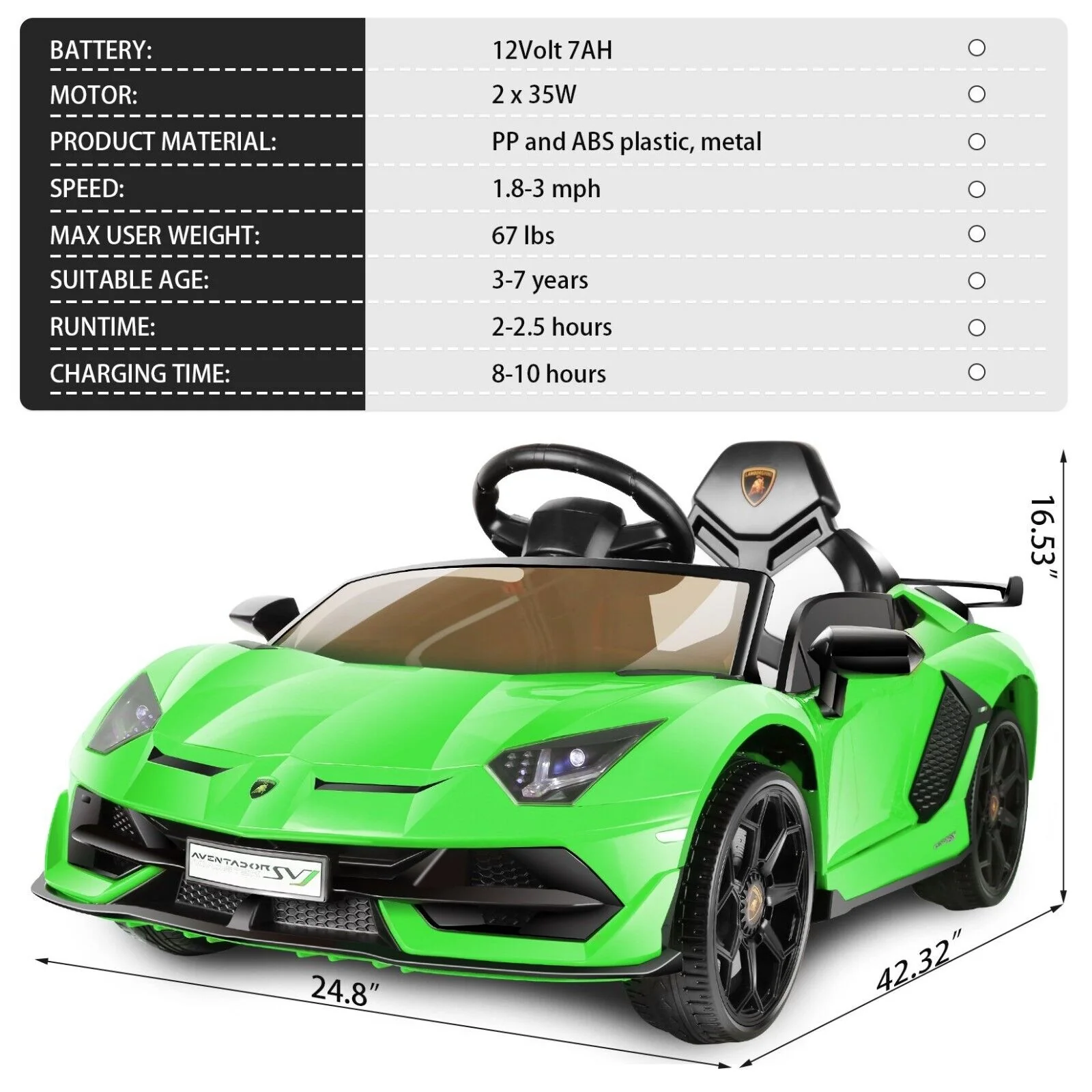 Electric Lamborghini Ride On Car for Kids with Remote Control and MP3 - Perfect Gift for Boys and Girls (12V) - Image 11
