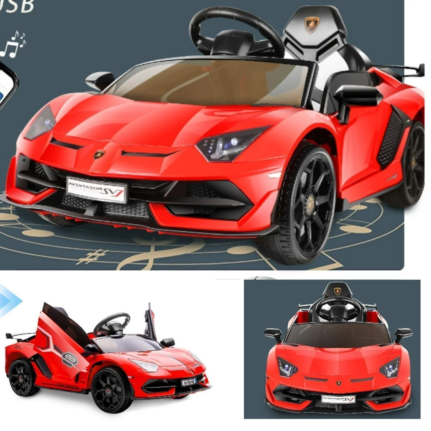 Electric Lamborghini Ride On Car for Kids with Remote Control and MP3 Player - Perfect Gift for Children (12V, 7AH) - Image 5
