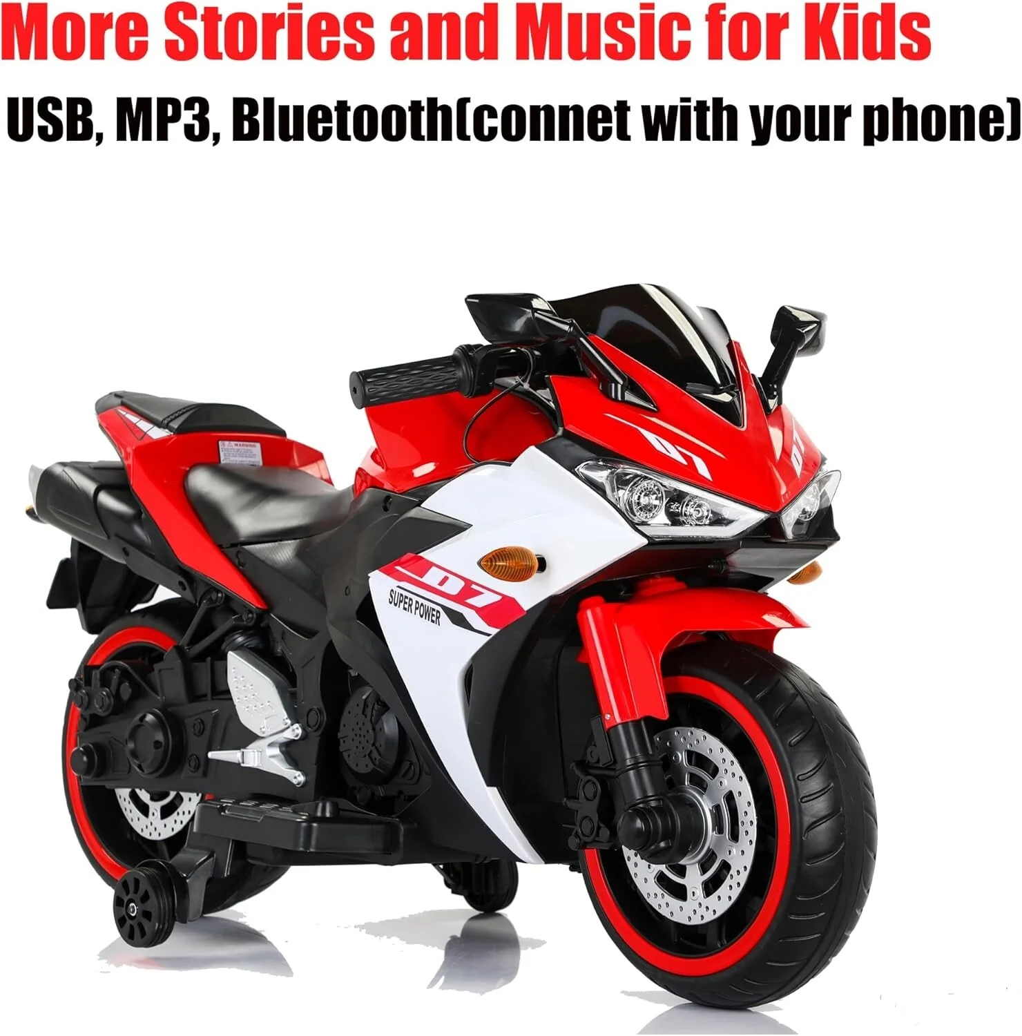 12V Red Electric Kids Motorcycle Toy Car for Ages 3-6 - Image 2