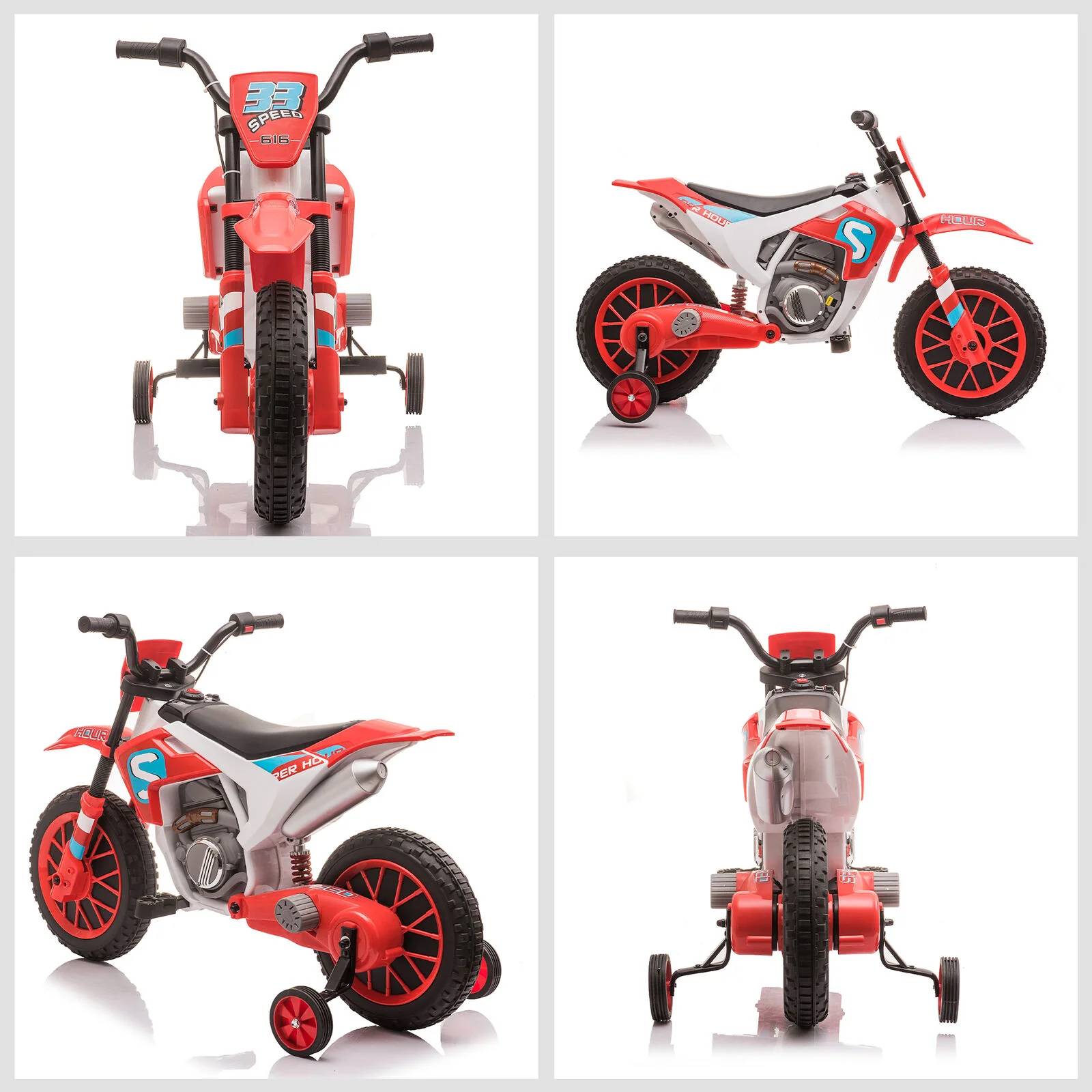 Electric Off-Road Dirt Bike for Kids with Training Wheels - 12V Ride-On Motorcycle Toy - Image 9