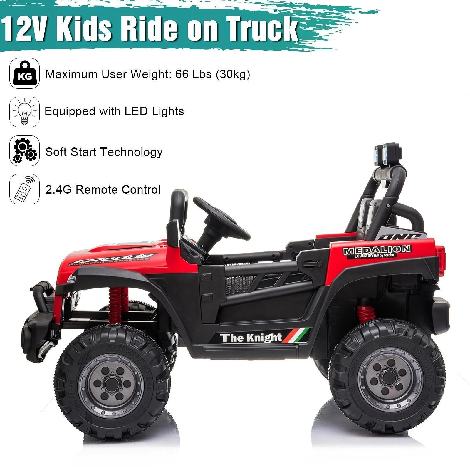Electric Off-Road Truck for Kids with LED Lights - 12V 4.5AH Battery Powered Ride On Toy - Image 18