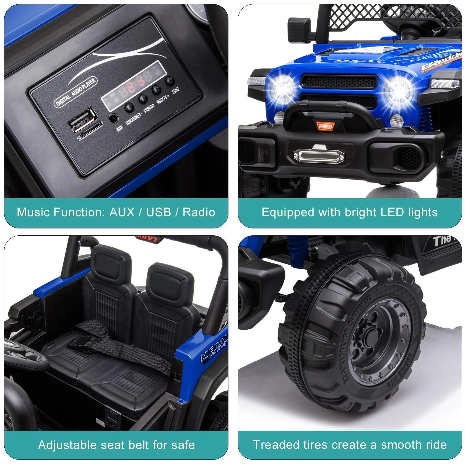 Electric Off-Road Truck for Kids with LED Lights - 12V 4.5AH Battery Powered Ride On Toy - Image 33