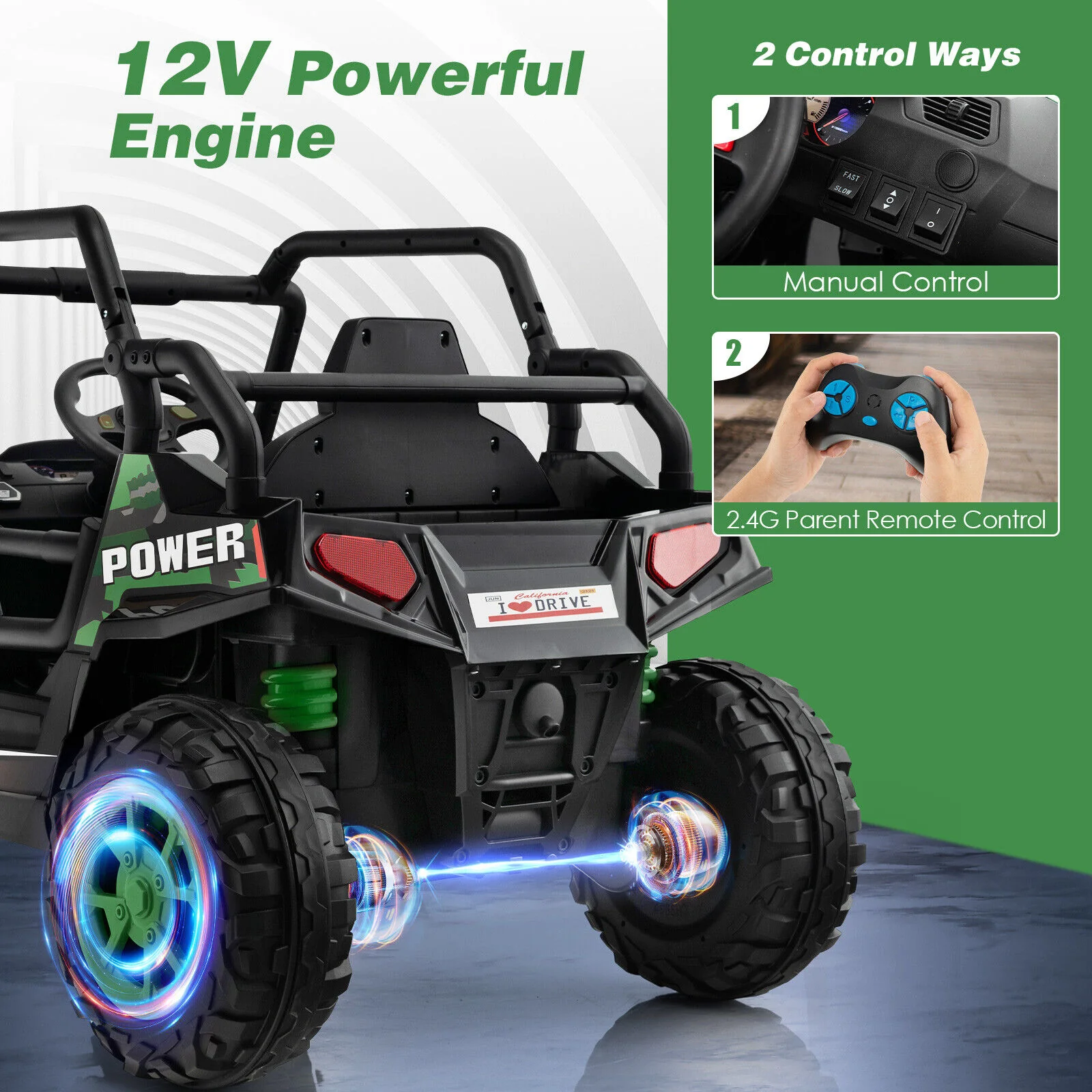 Electric Off-Road Truck for Kids with Realistic Horns and Engine Sounds - 12V - Image 5