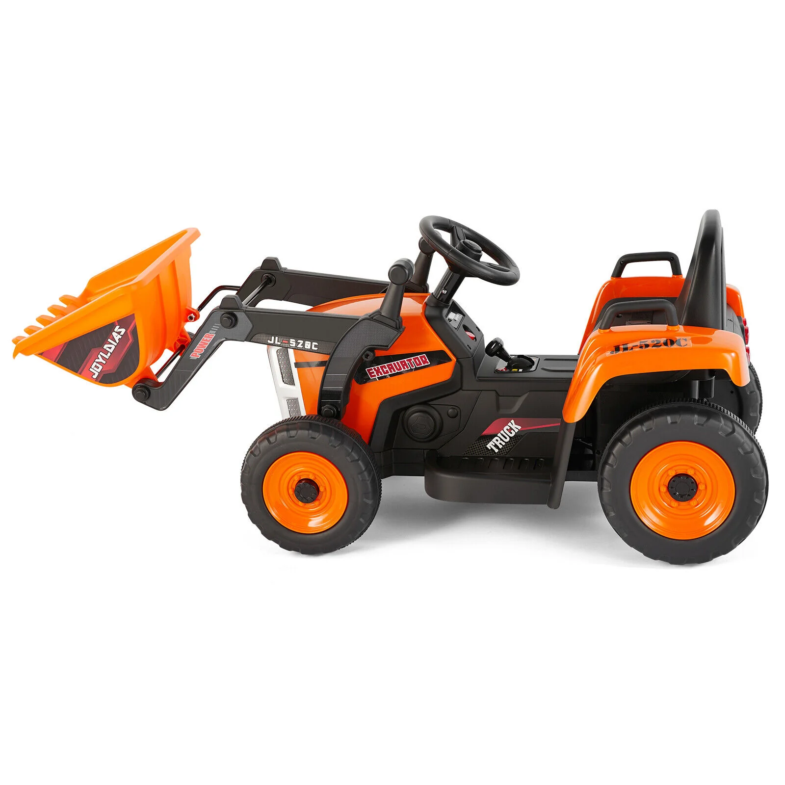 Electric Orange Ride-On Excavator Truck with Music, Lights, and Remote Control - 12V, 3 Speeds - Image 15