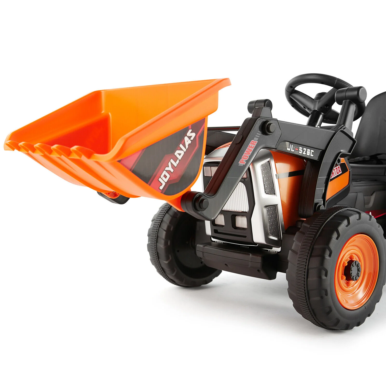 Electric Orange Ride-On Excavator Truck with Music, Lights, and Remote Control - 12V, 3 Speeds - Image 21