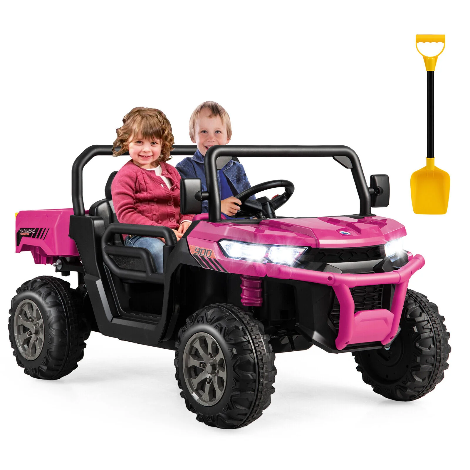 Electric Pink 2 Seater UTV Dump Truck with Remote Control and Functional Dump Bed - Image 10