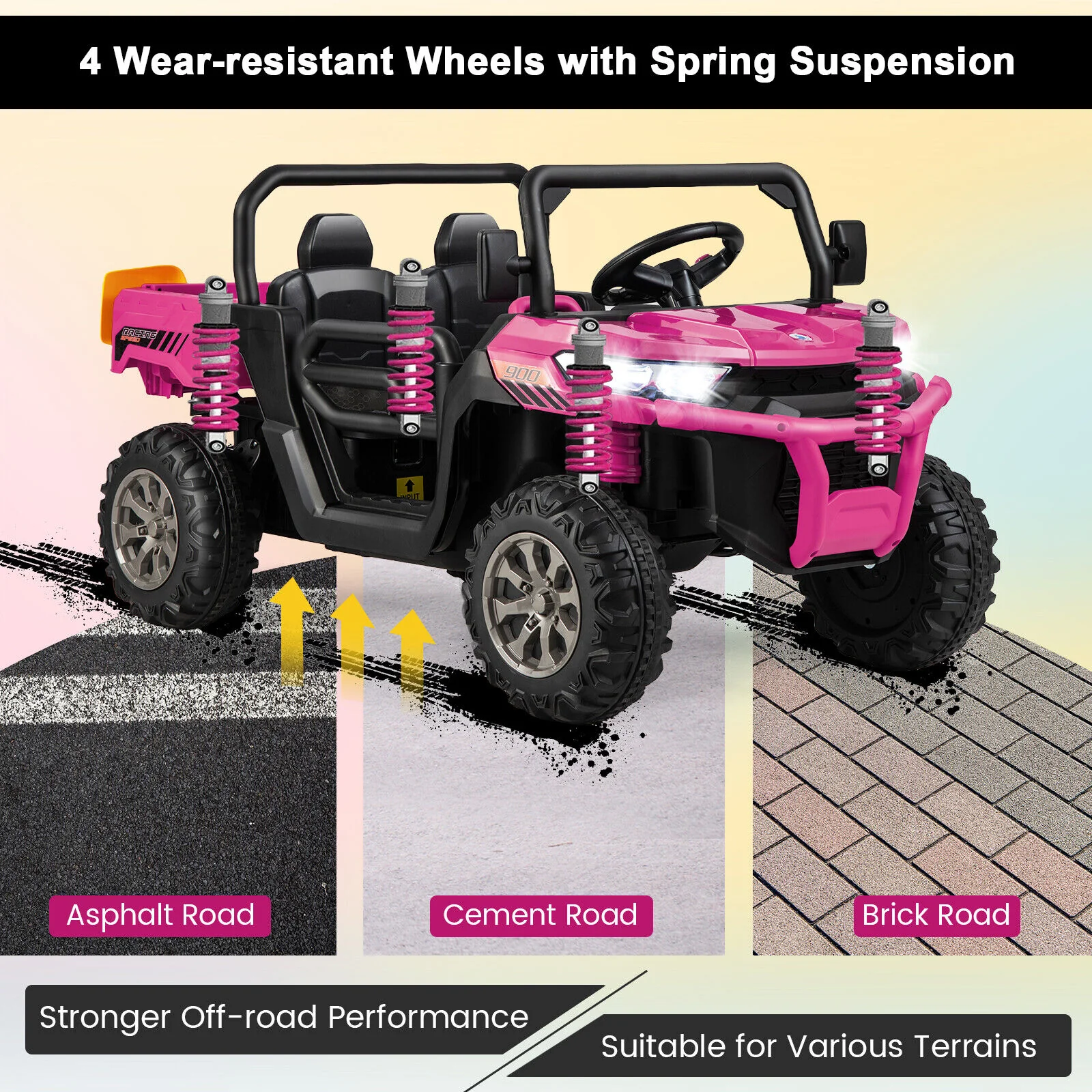 Electric Pink 2 Seater UTV Dump Truck with Remote Control and Functional Dump Bed - Image 8
