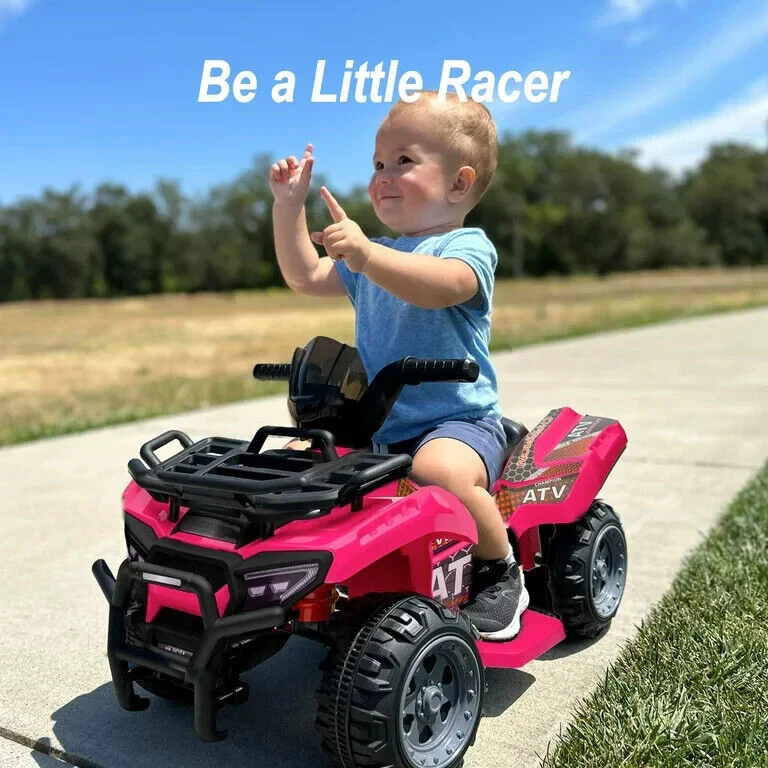 Electric Pink Four-Wheeler Ride-On Toy for Toddlers - 6V Kids ATV - Image 7