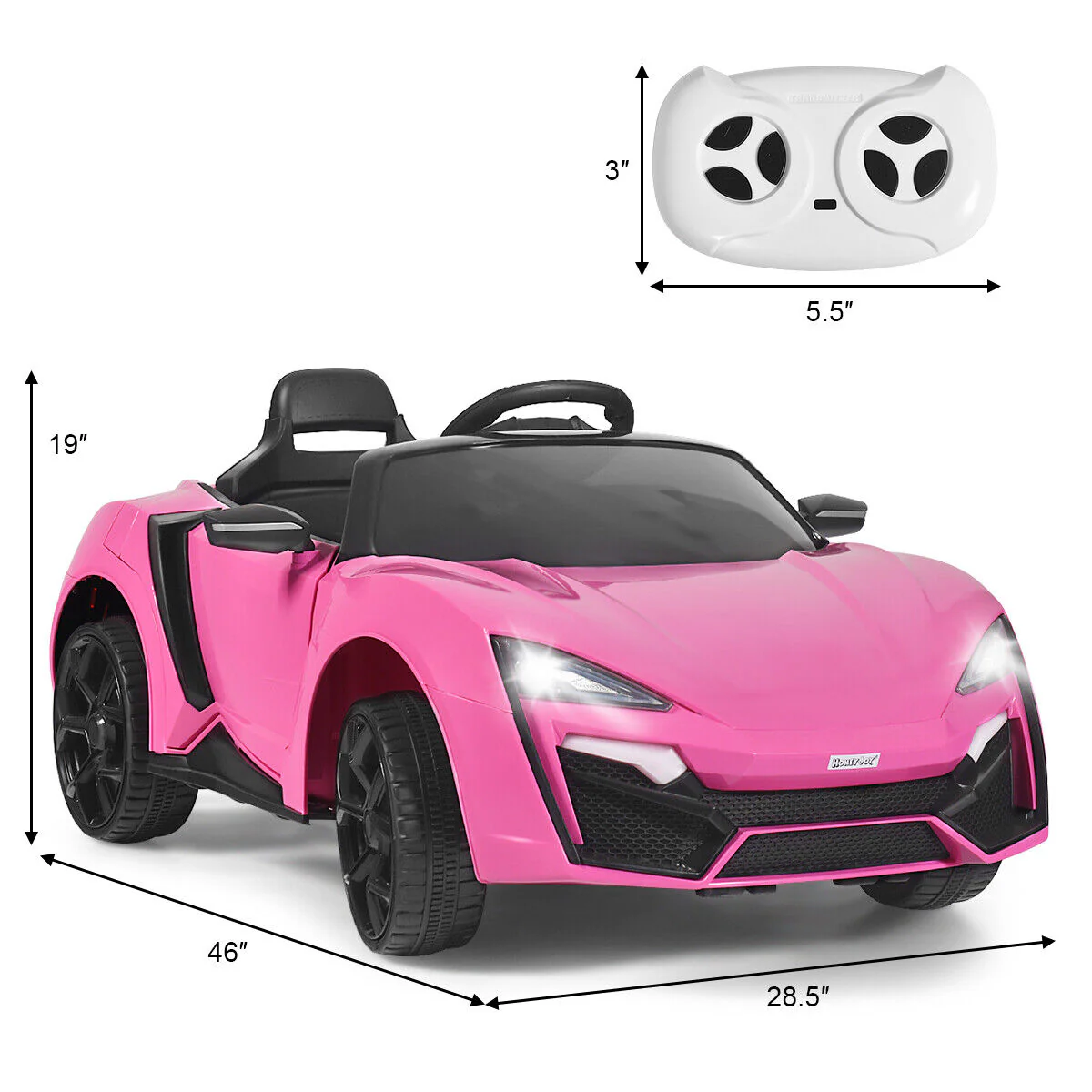 Electric Pink Ride-On Car for Kids with Remote Control, Lights, Music, and Openable Doors - Image 2