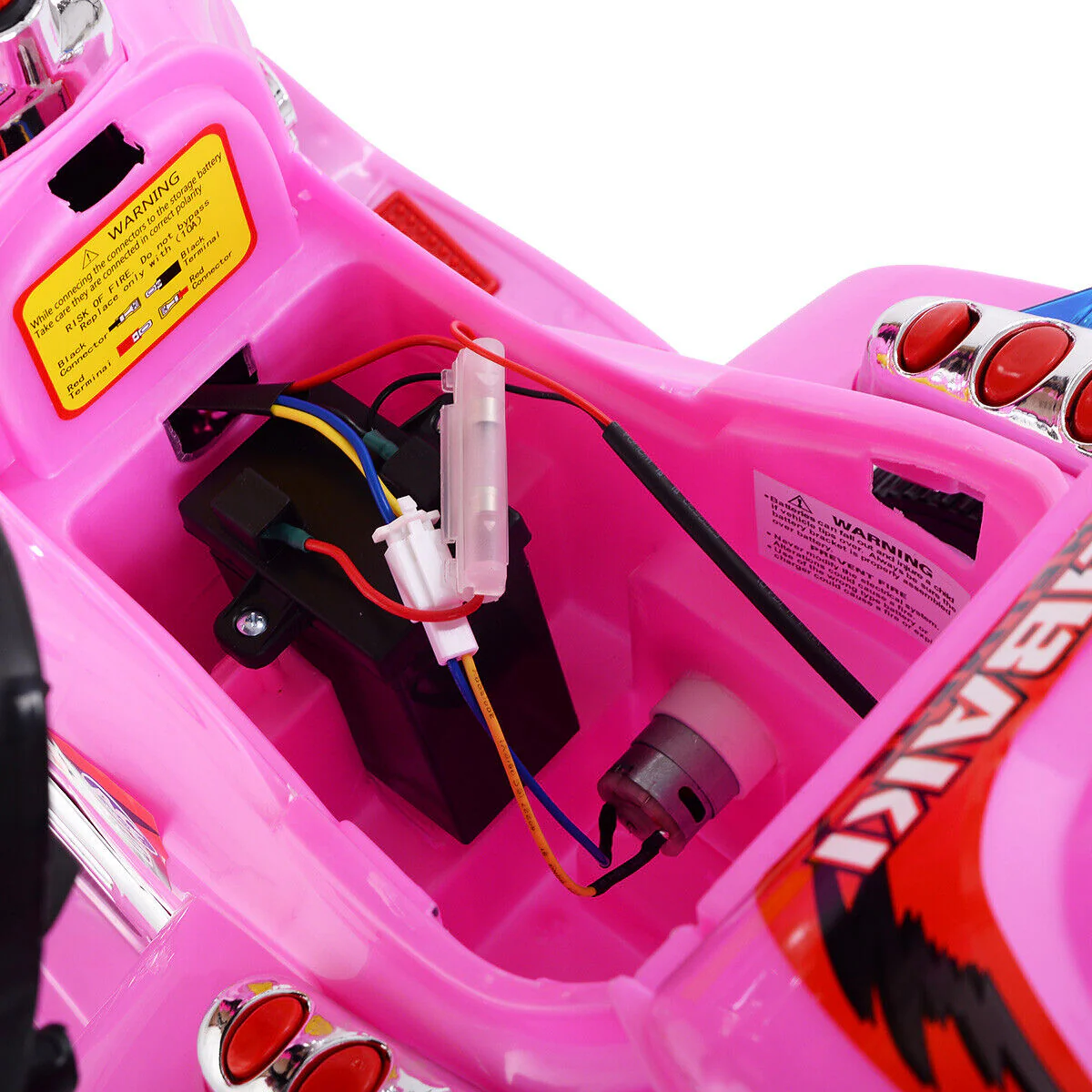 Electric Pink Ride-On Motorcycle for Kids - 3 Wheels, Battery Powered Toy Bike - Image 3
