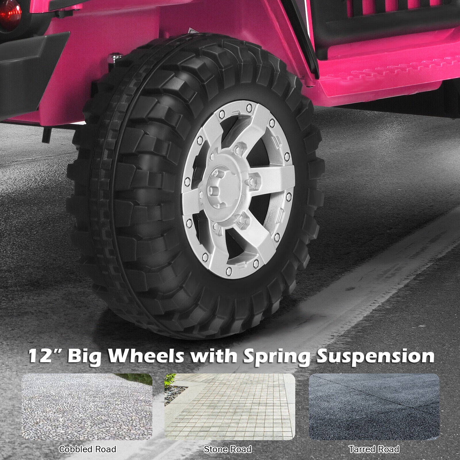 Electric Pink Ride-On Truck for Kids with Remote Control and Lights - 12V - Image 5