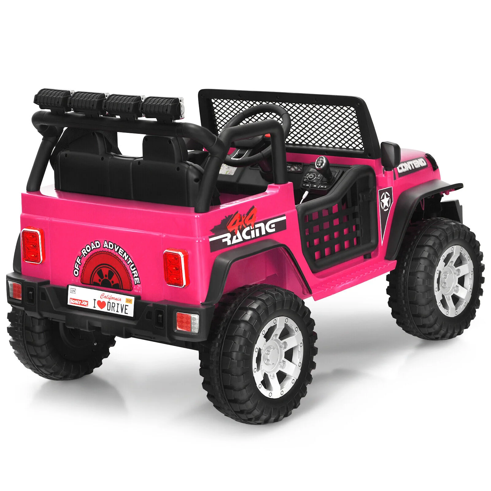 Electric Pink Ride On Truck for Kids with Remote Control & Lights - 12V - Image 12