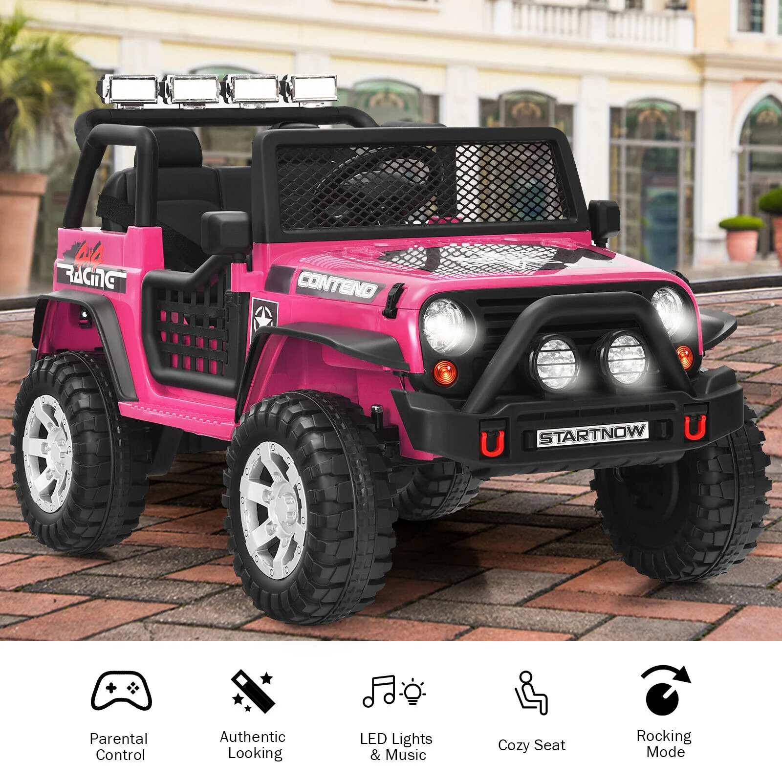 Electric Pink Ride On Truck for Kids with Remote Control & Lights - 12V - Image 5