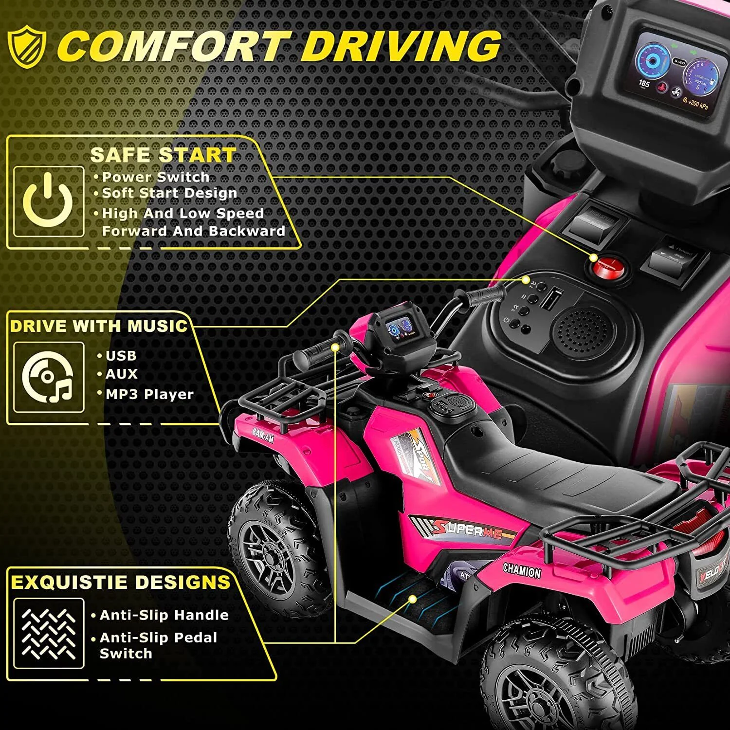 Electric Quad ATV Car for Kids 3-7 Years - 12V Battery Powered Truck with 4 Wheels - Image 50