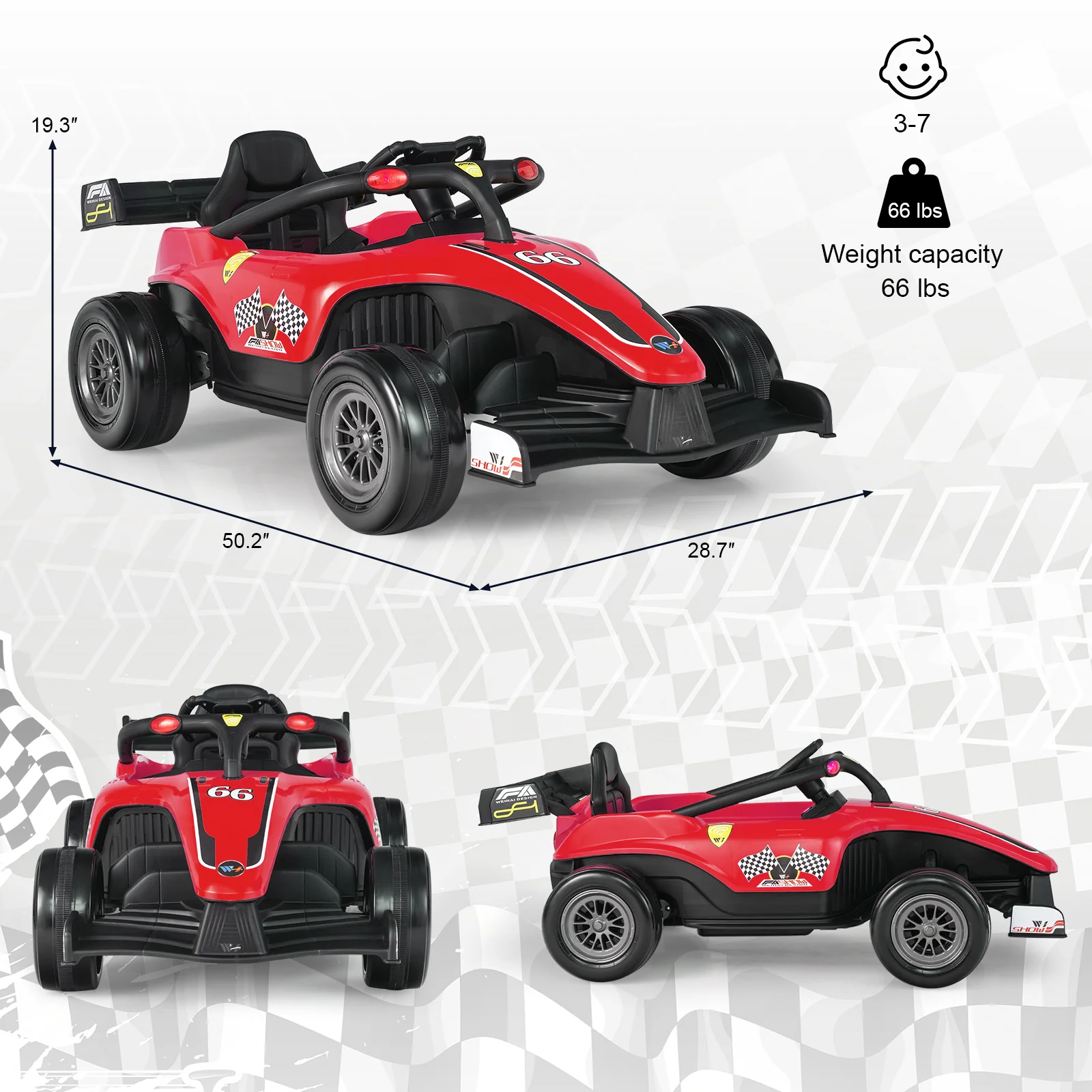 Electric Racing Truck for Kids with 2 Speeds, Remote Control, MP3 Player, and Lights - 12V - Image 26