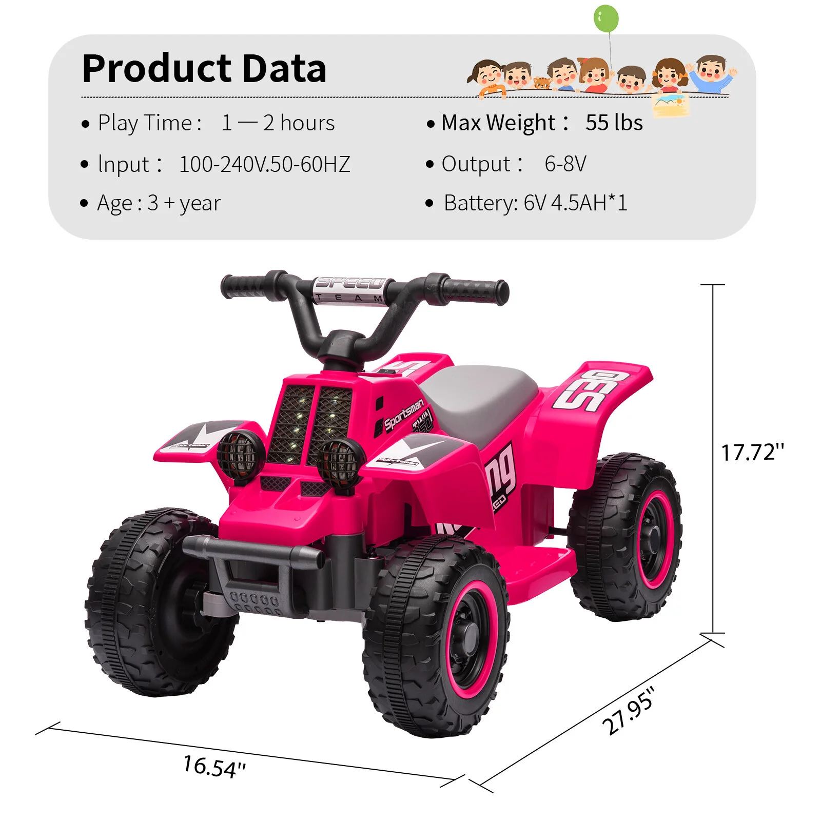 6V Electric Ride-On Kids ATV 4-Wheeler with LED Lights for Toddlers Age 1-3 Years - Image 24