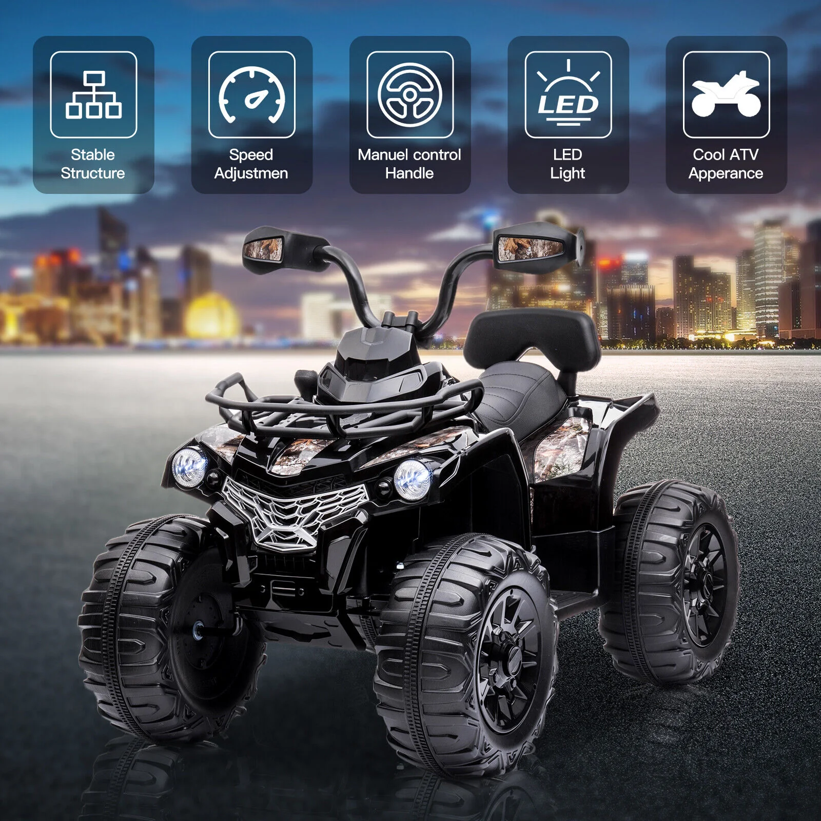 Electric Ride On ATV 4-Wheeler Quad Car Toy for Kids 3-8 Years Old with MP3 and 2-Speed Options - Image 2