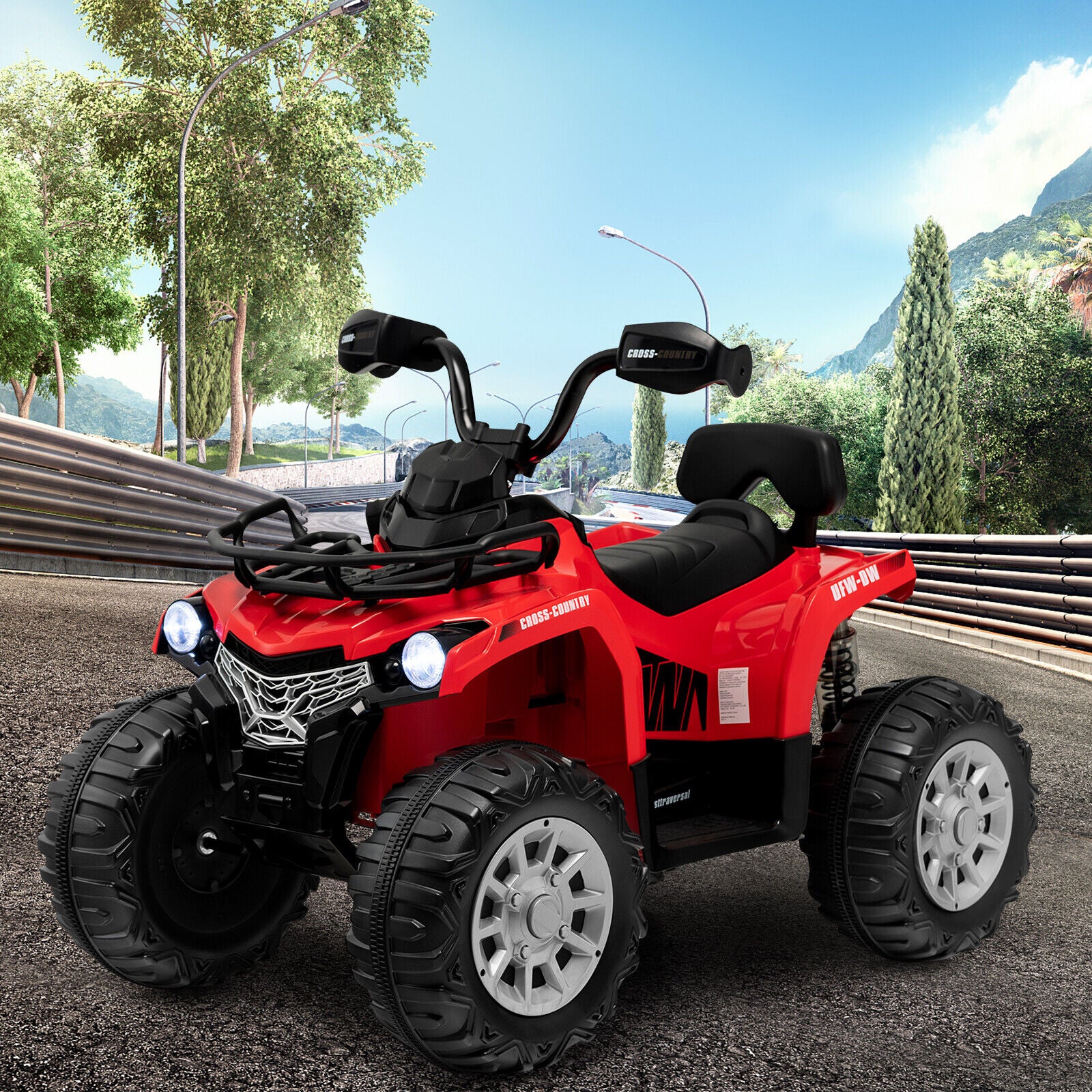 Electric Ride-On ATV for Kids with 2 Speeds, MP3 Player, and Headlights - Red - Image 3
