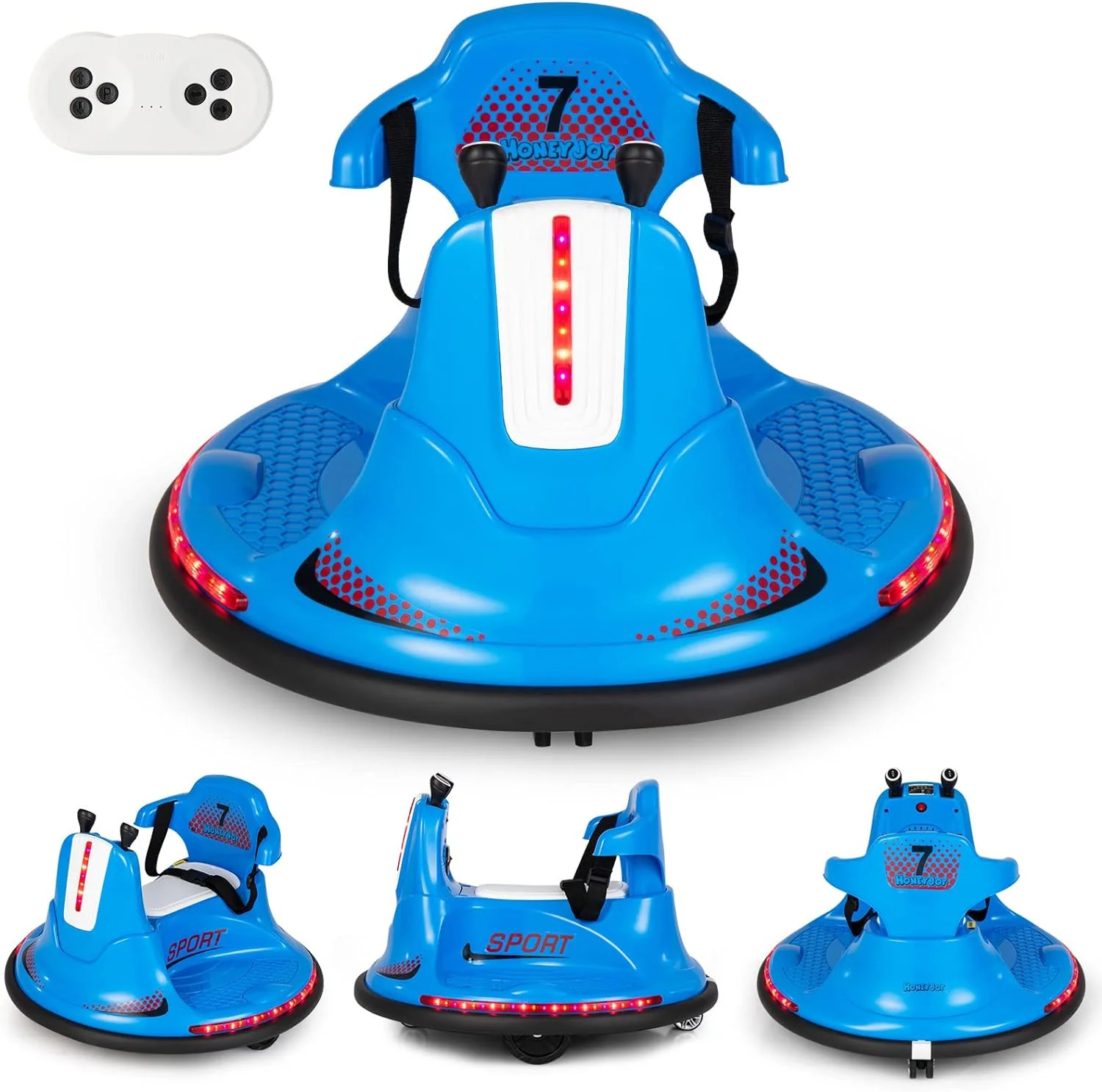 Electric Ride-On Bumper Car 12V with Soft Bumper, Dual Driving Modes, Music, and LED Lights - Image 12