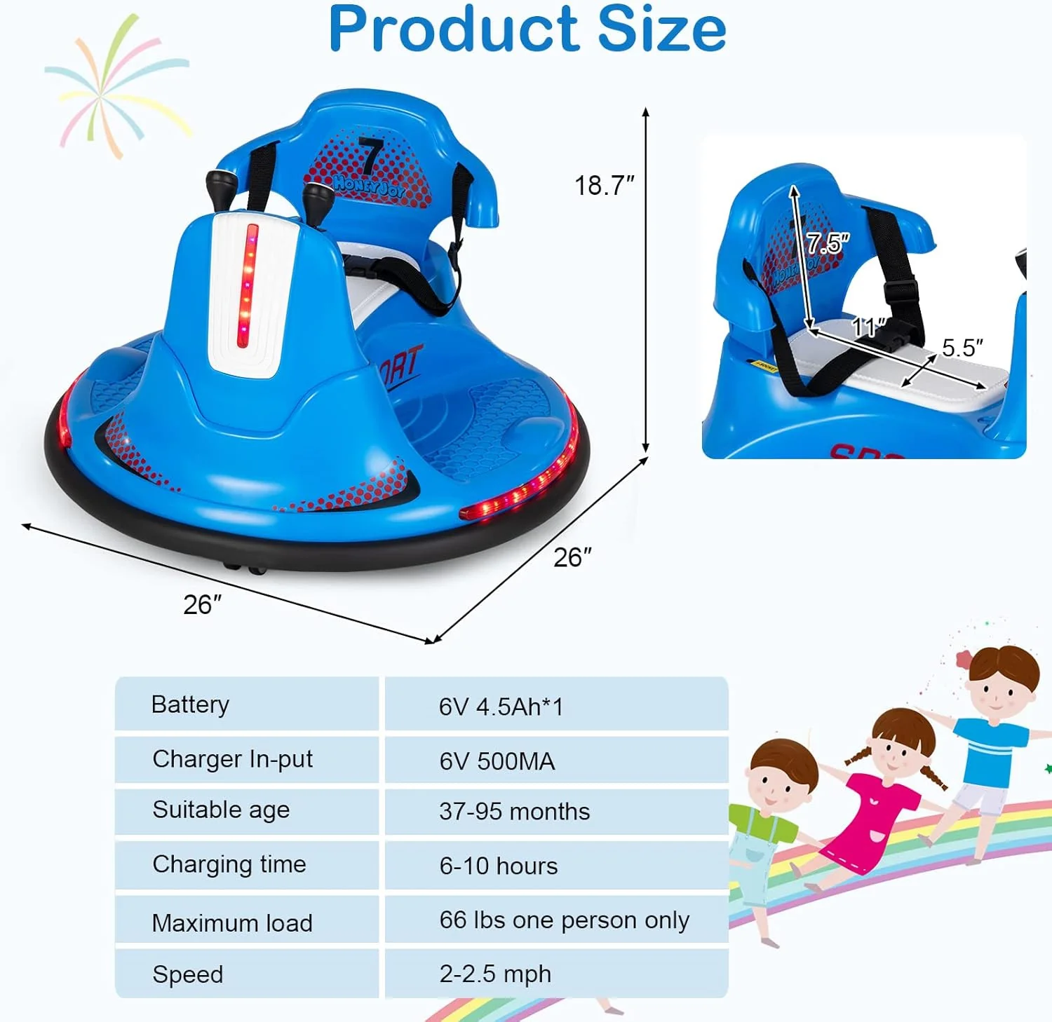 Electric Ride-On Bumper Car 12V with Soft Bumper, Dual Driving Modes, Music, and LED Lights - Image 7