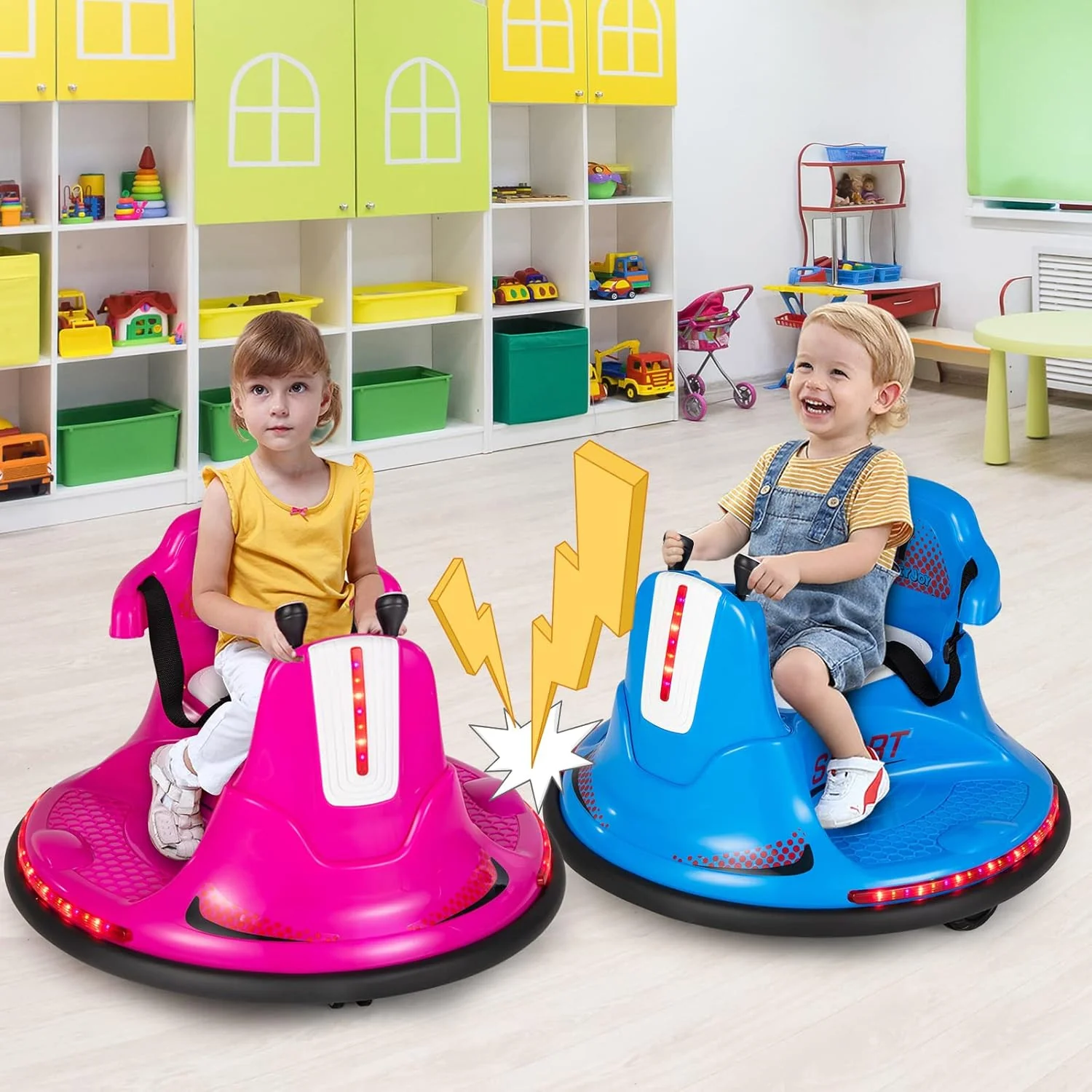 Electric Ride-On Bumper Car 12V with Soft Bumper, Dual Driving Modes, Music, and LED Lights - Image 9