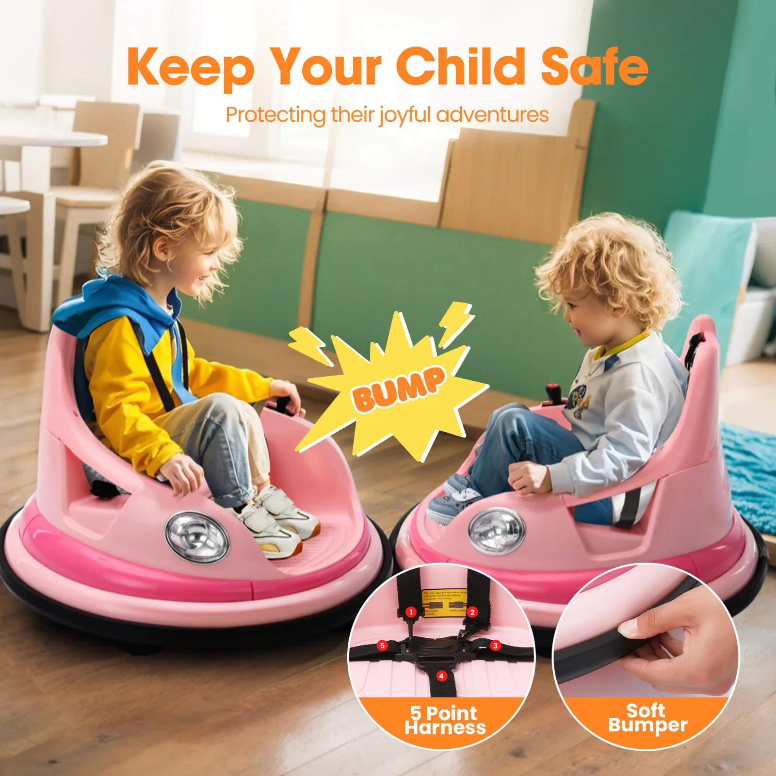 12V Electric Ride-On Bumper Car for Kids with 2-Speed and Remote Control - Image 4