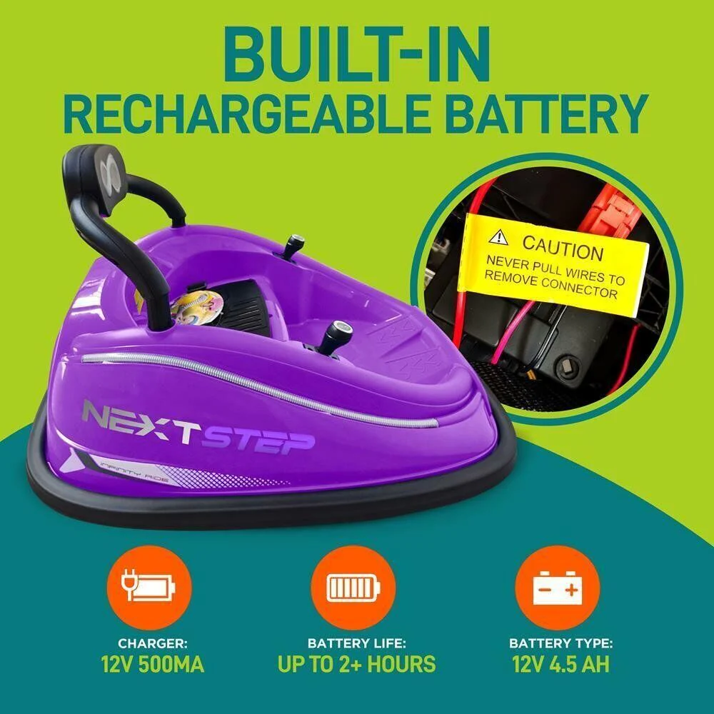 Electric Ride-On Bumper Car for Kids with Remote Control - Purple - Image 3