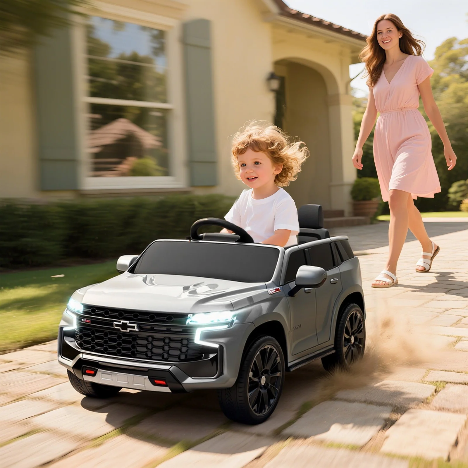 12V Electric Gray Kids Ride-On Car Toy - Image 12