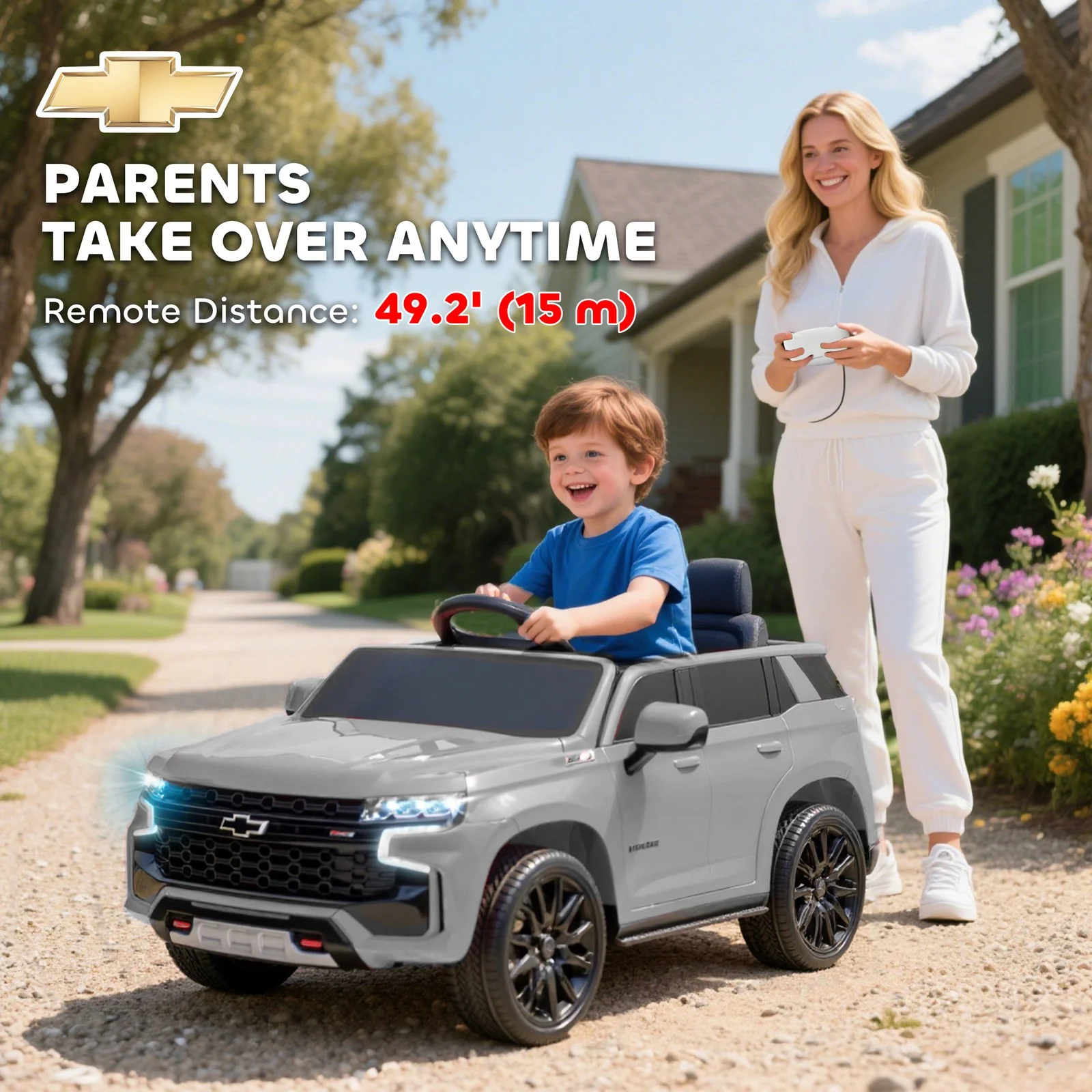 12V Electric Gray Kids Ride-On Car Toy - Image 6