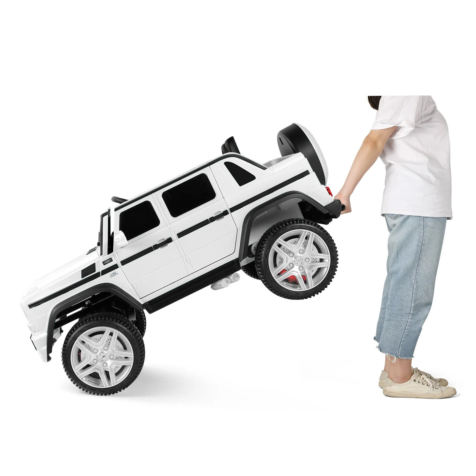 Electric Ride-On Car for Kids with Music, LED Lights, and Remote Control - 3 Speeds - White - Image 24