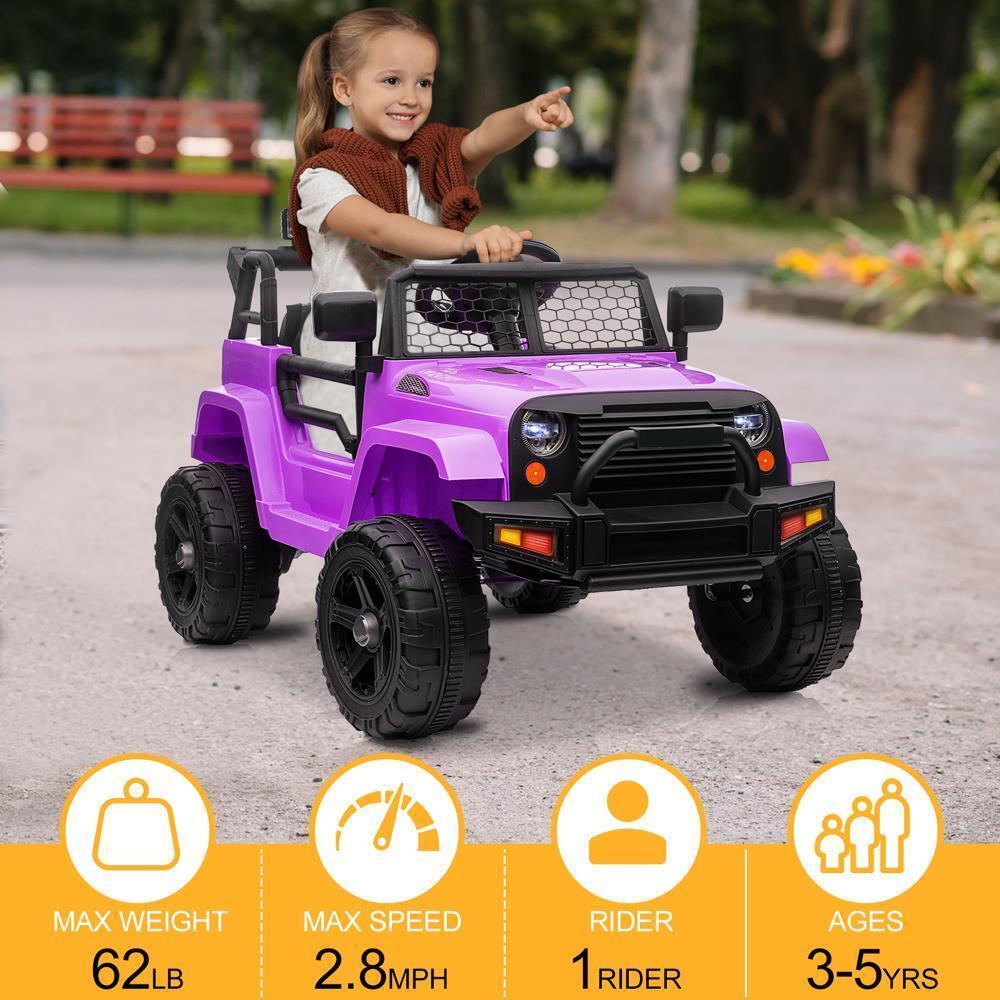 Electric Ride-On Car for Kids with Music, Lights, and Remote Control - Purple - Image 10
