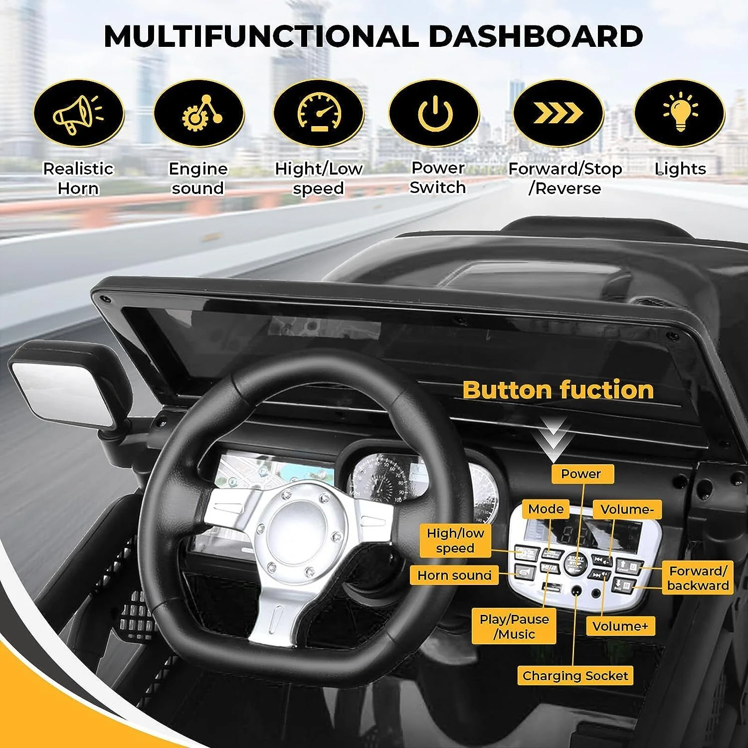 Electric Ride-On Car for Kids with Parent Remote Control and Music Player - 12V Truck Design - Image 14