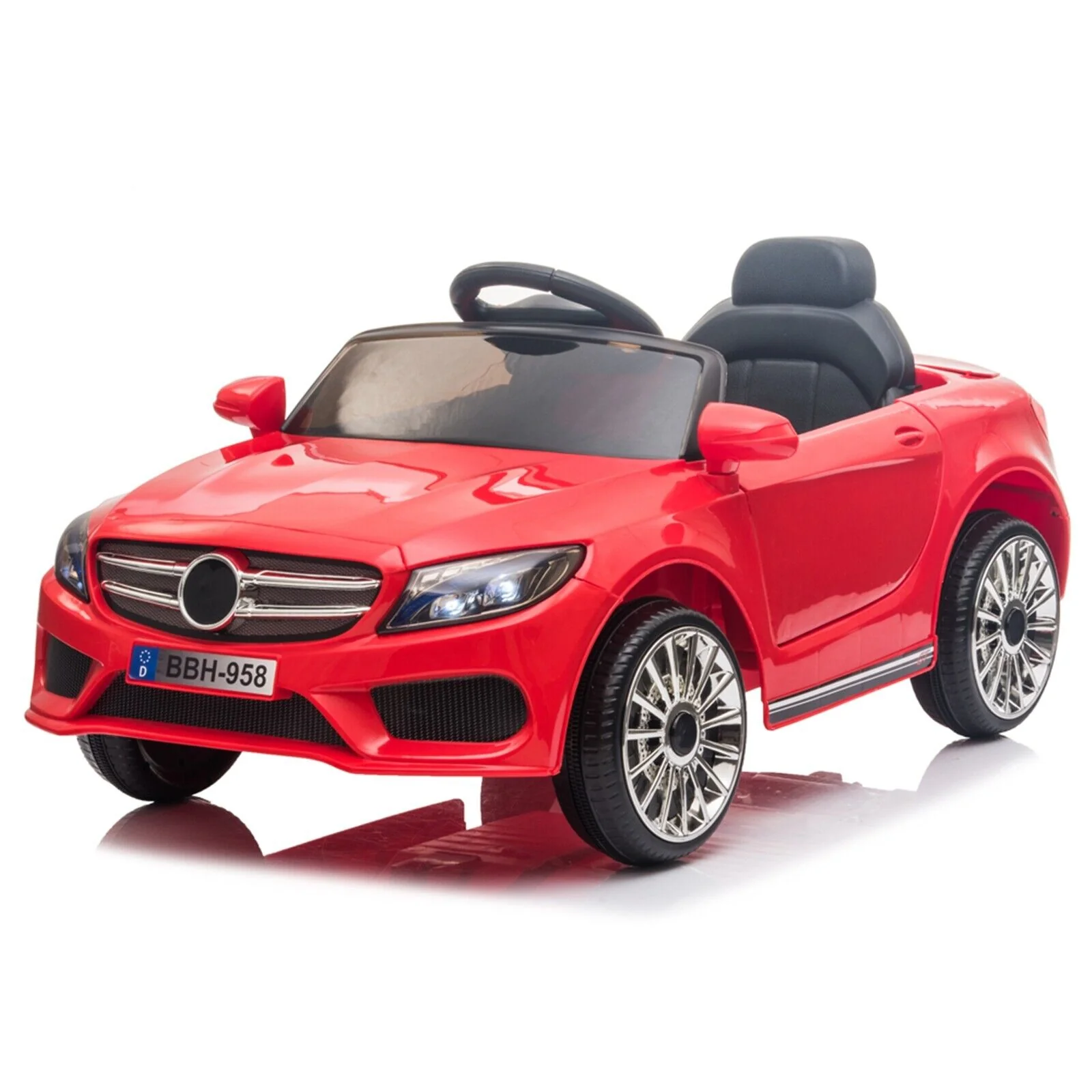 Electric Ride-On Car for Kids with Remote Control and LED Lights - Black - Image 22