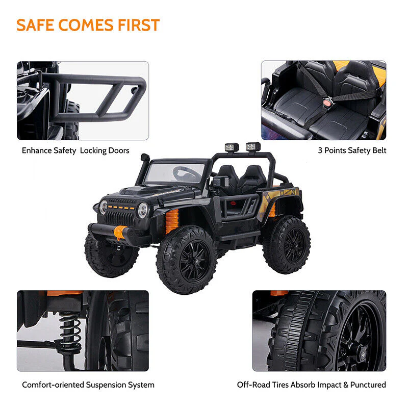 Electric Ride-On Car for Kids with Remote Control and Parent Seat - 12V Power Wheels Truck - Image 7