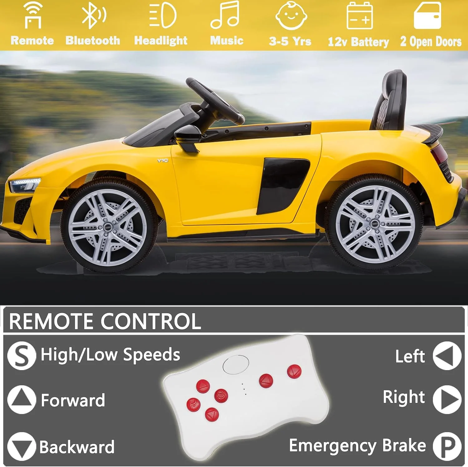 Electric Ride-On Car for Kids with Remote Control Compatible with Audi Models - Image 3