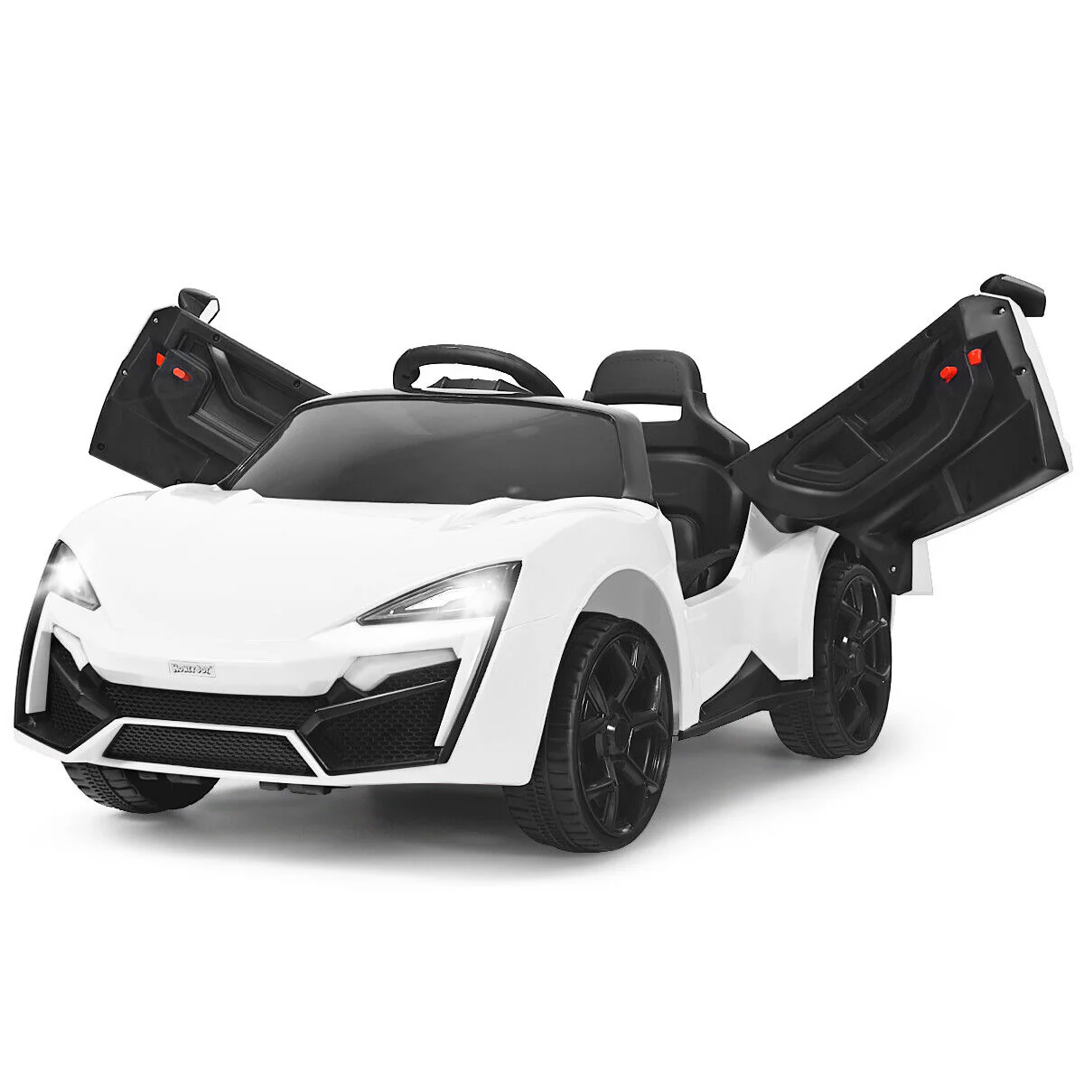 Electric Ride-On Car for Kids with Remote Control, Lights, Music, and Openable Doors - White - Image 12