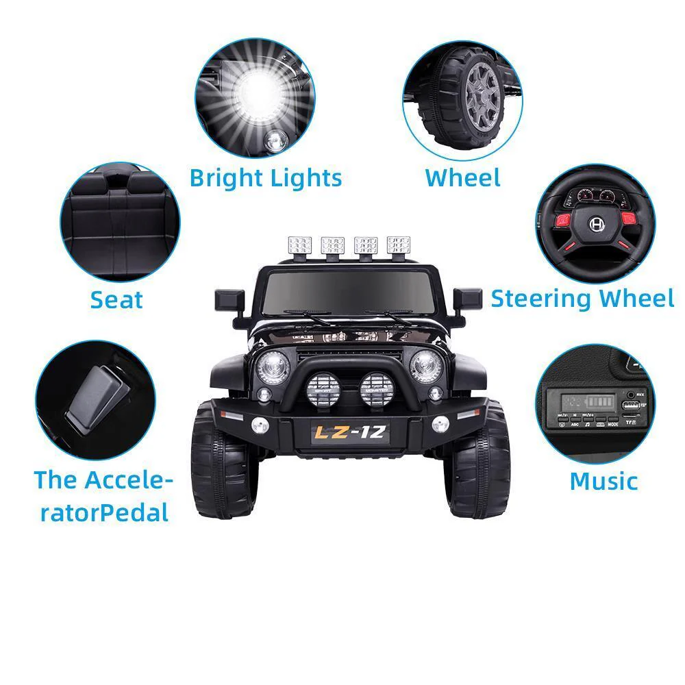 Electric Ride On Car for Kids with Remote Control, Music, and Light - Black - Image 10