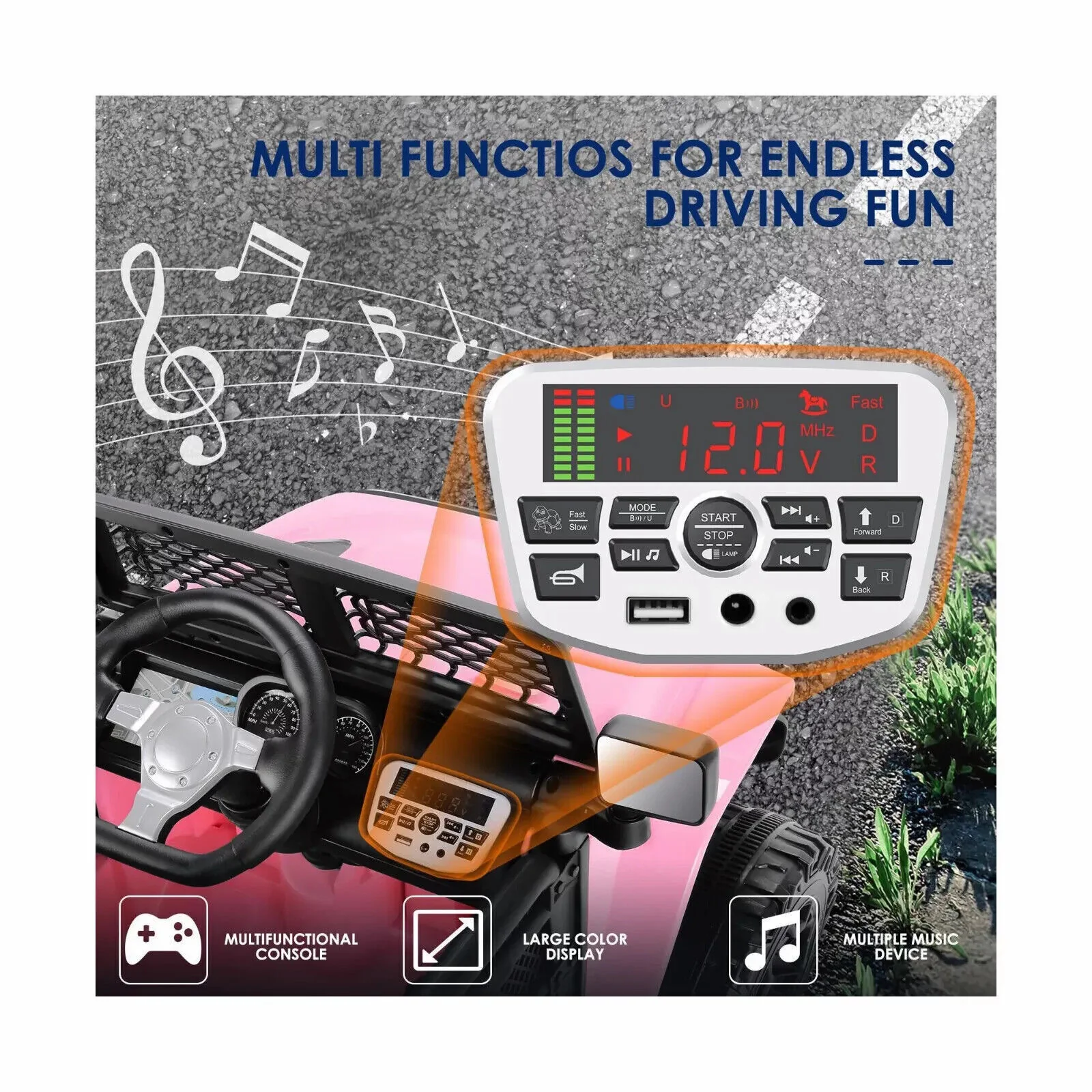Electric Ride-On Car/Truck for Kids with MP3 Music and Remote Control - 12V with Lights - 76 Fun Features! - Image 30