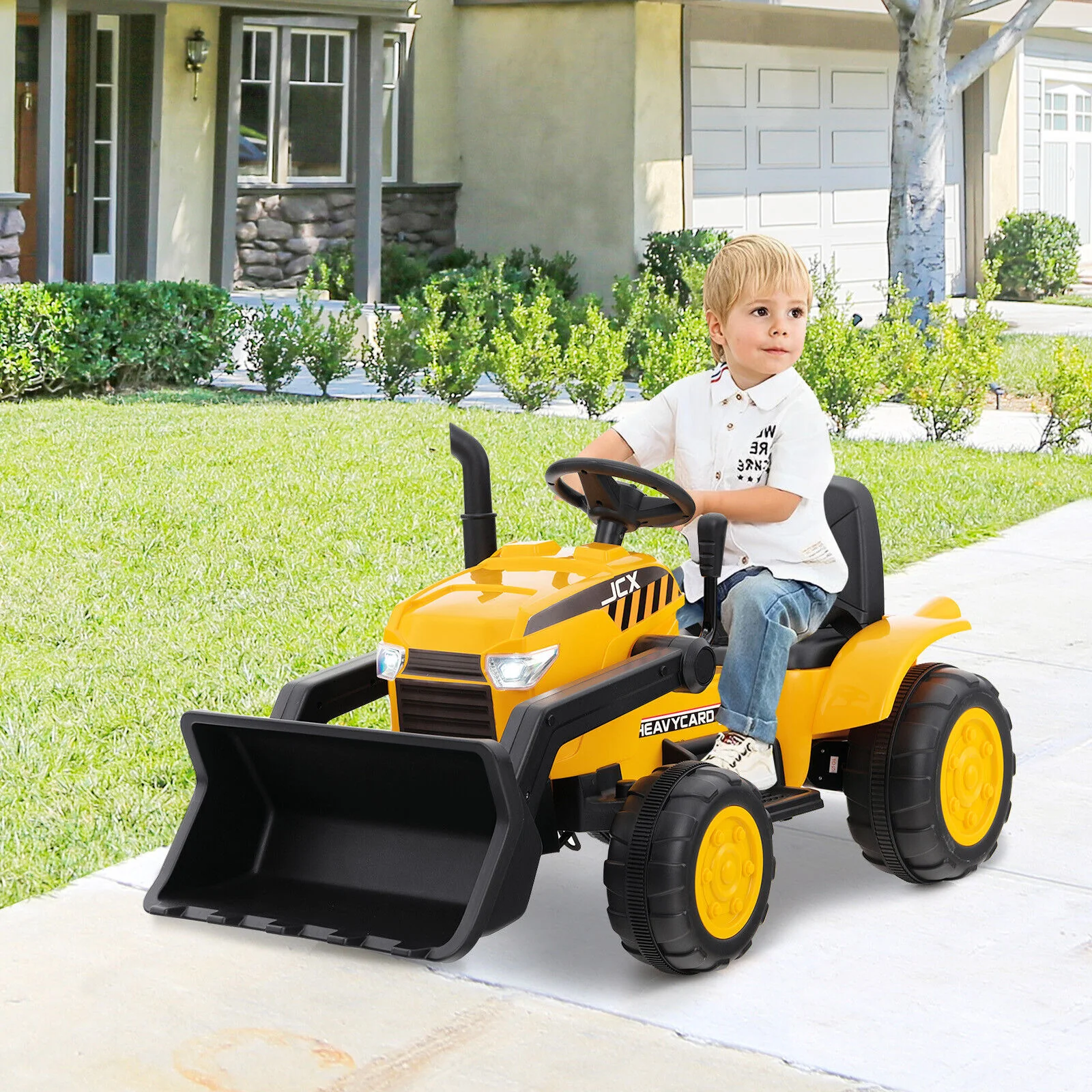 Electric Ride-On Excavator Digger with RC Control, Lights, and Music for Kids (12V) - Image 3