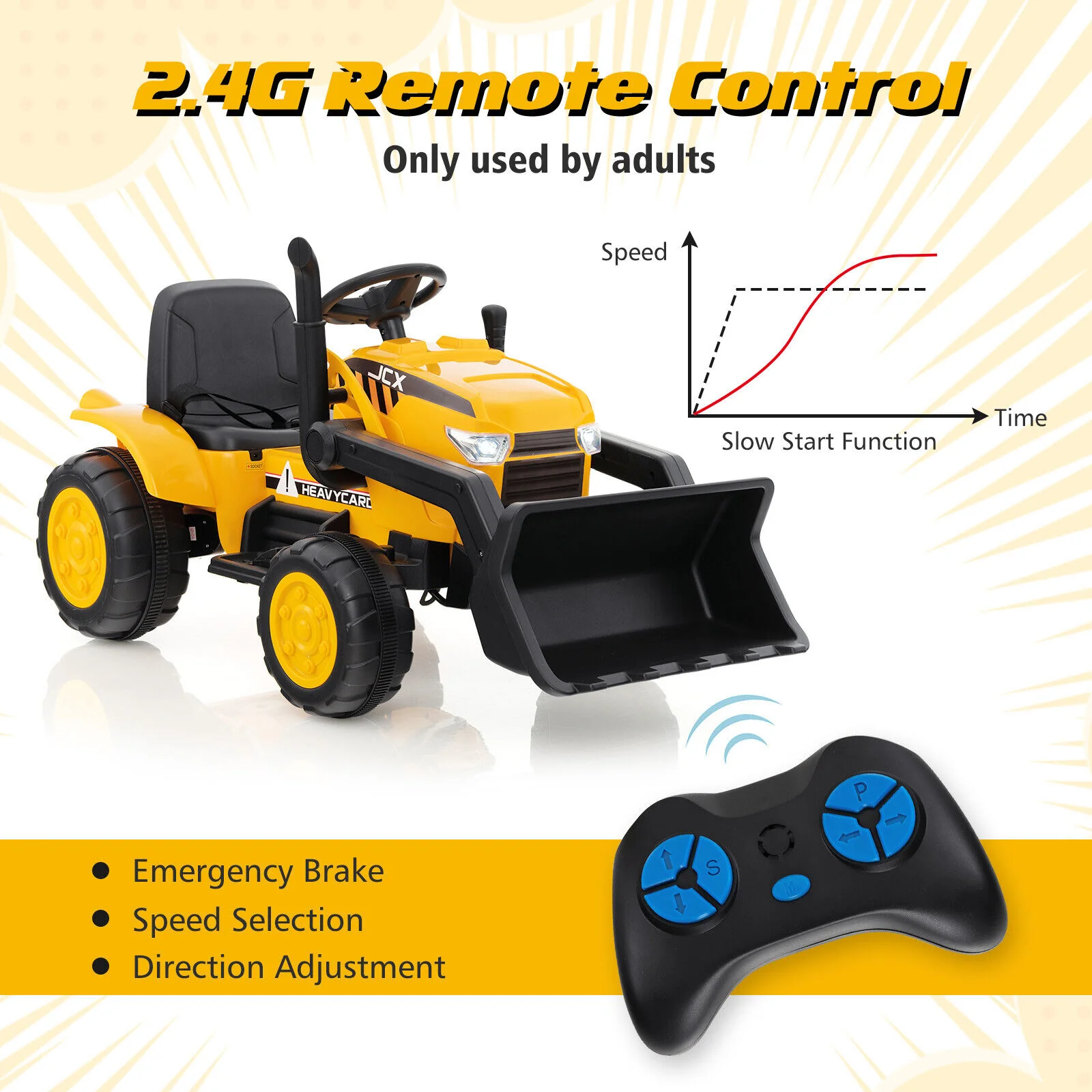 Electric Ride-On Excavator Digger with RC Control, Lights, and Music for Kids (12V) - Image 7