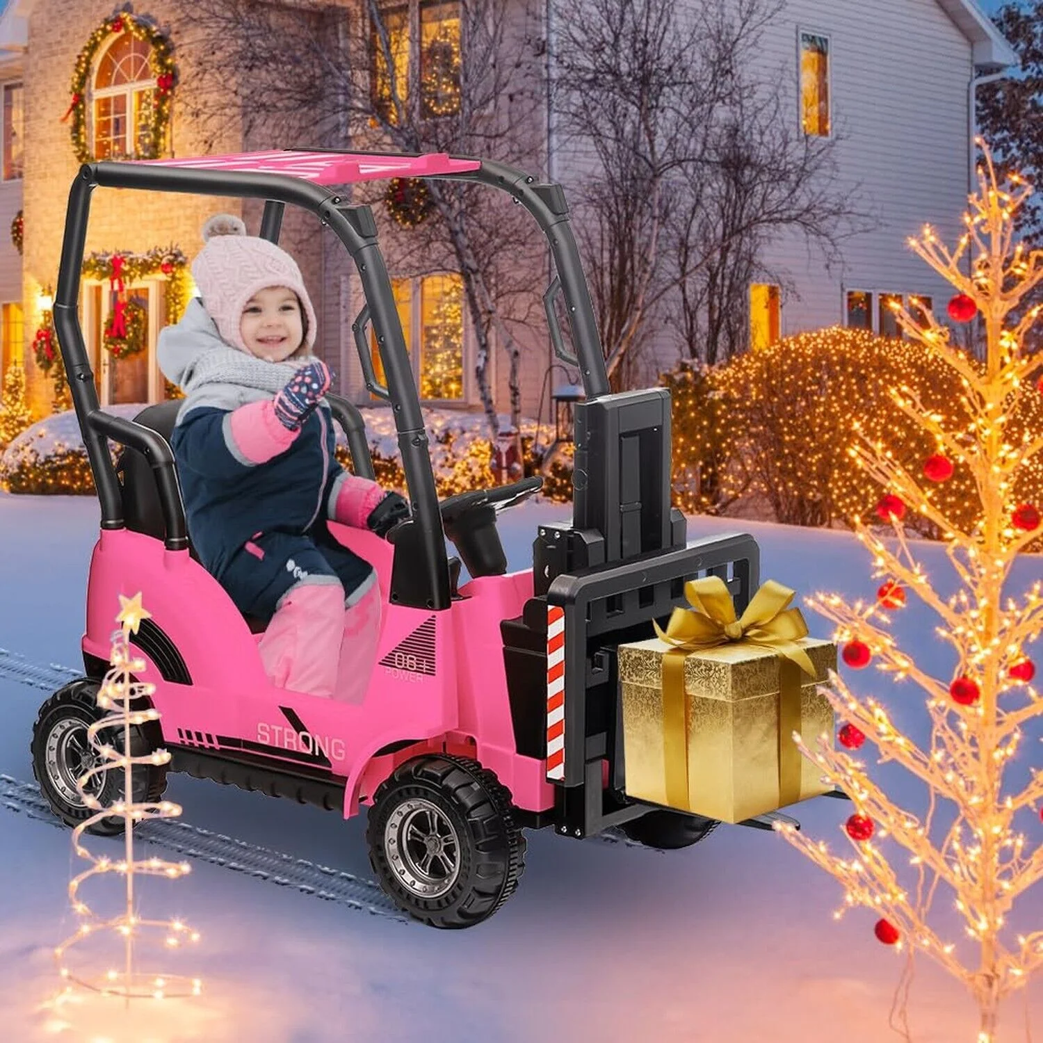 Electric Ride-On Forklift Car with Tent for Kids - Construction-Themed Fun! - Image 7
