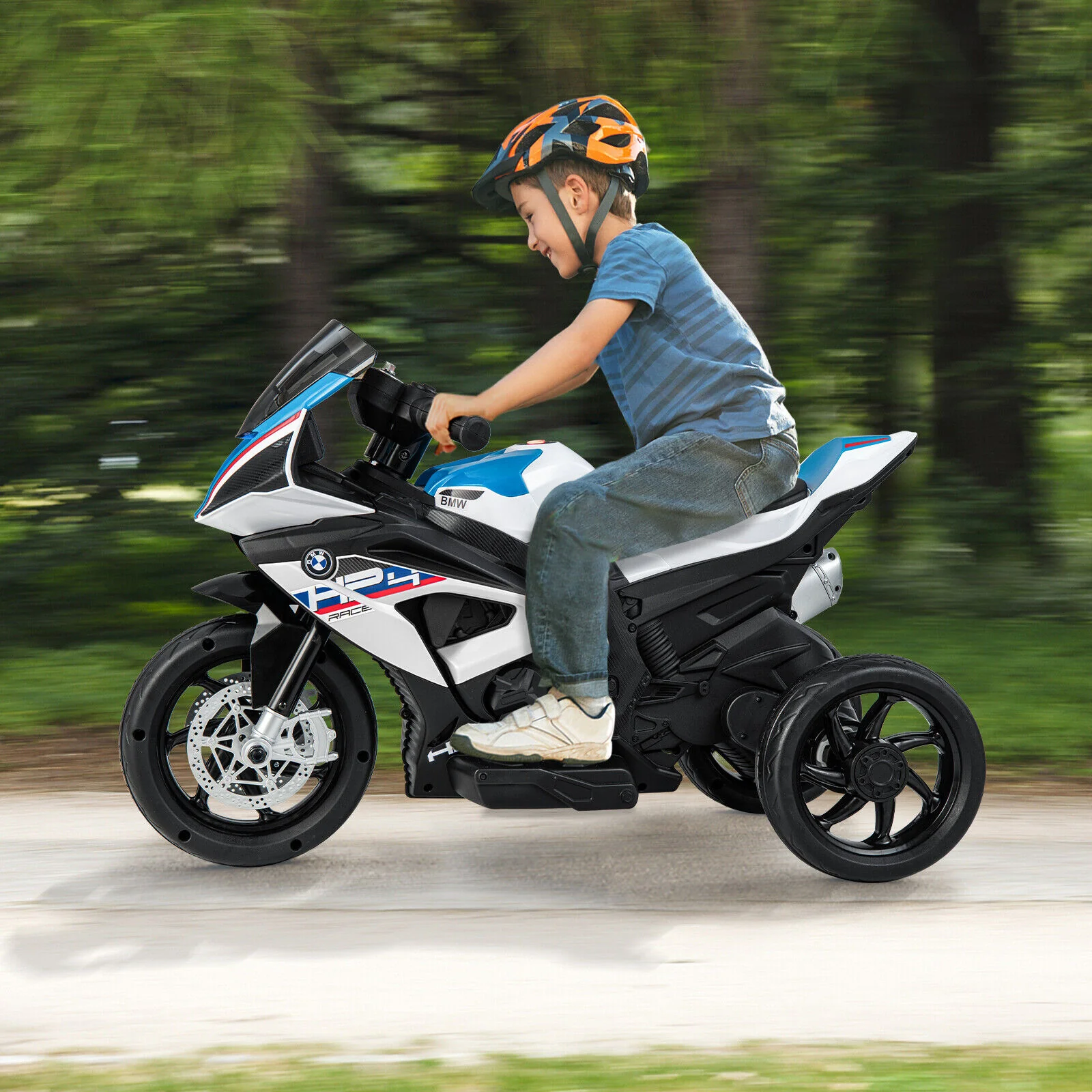 Electric Ride-On Motorcycle for Kids with LED Headlights and Non-Slip Wheels - White - Image 4