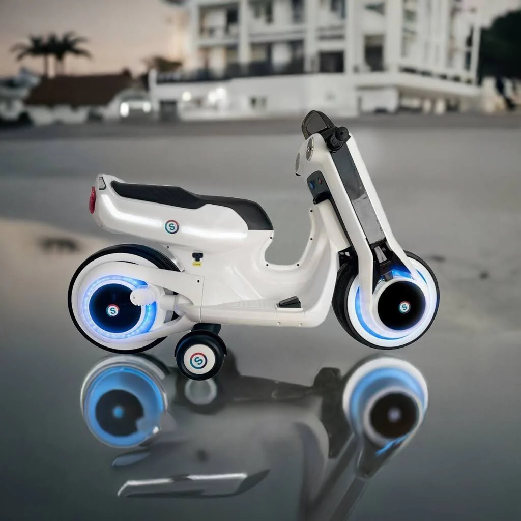 Electric Ride-On Kids Motorcycle Scooter Large Size with LED Lights - Image 15