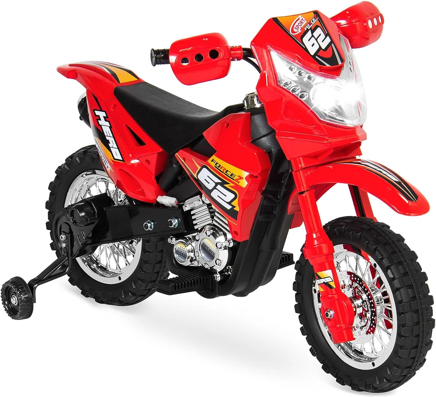 Electric Ride-On Motorcycle with Headlights, Training Wheels, and Treaded Tires - 2mph Top Speed - Image 13