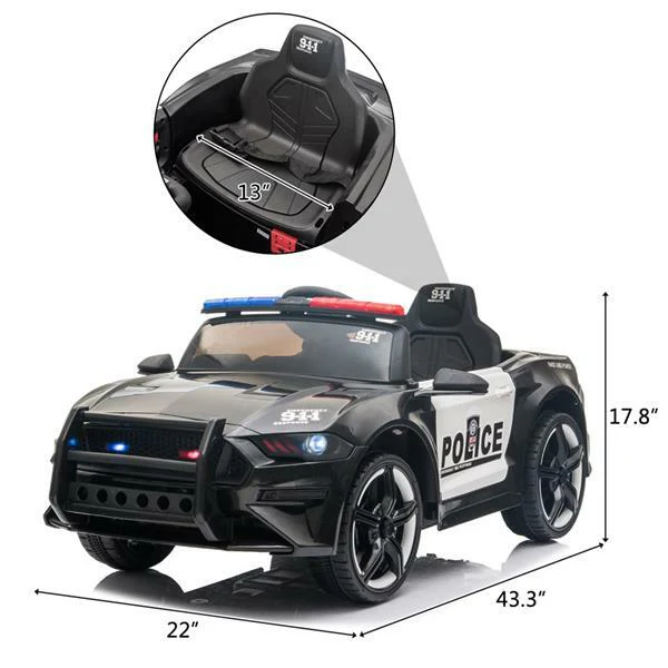 12V Electric Ride-On Police Truck for Kids with 3 Speeds and Remote Control - Image 13