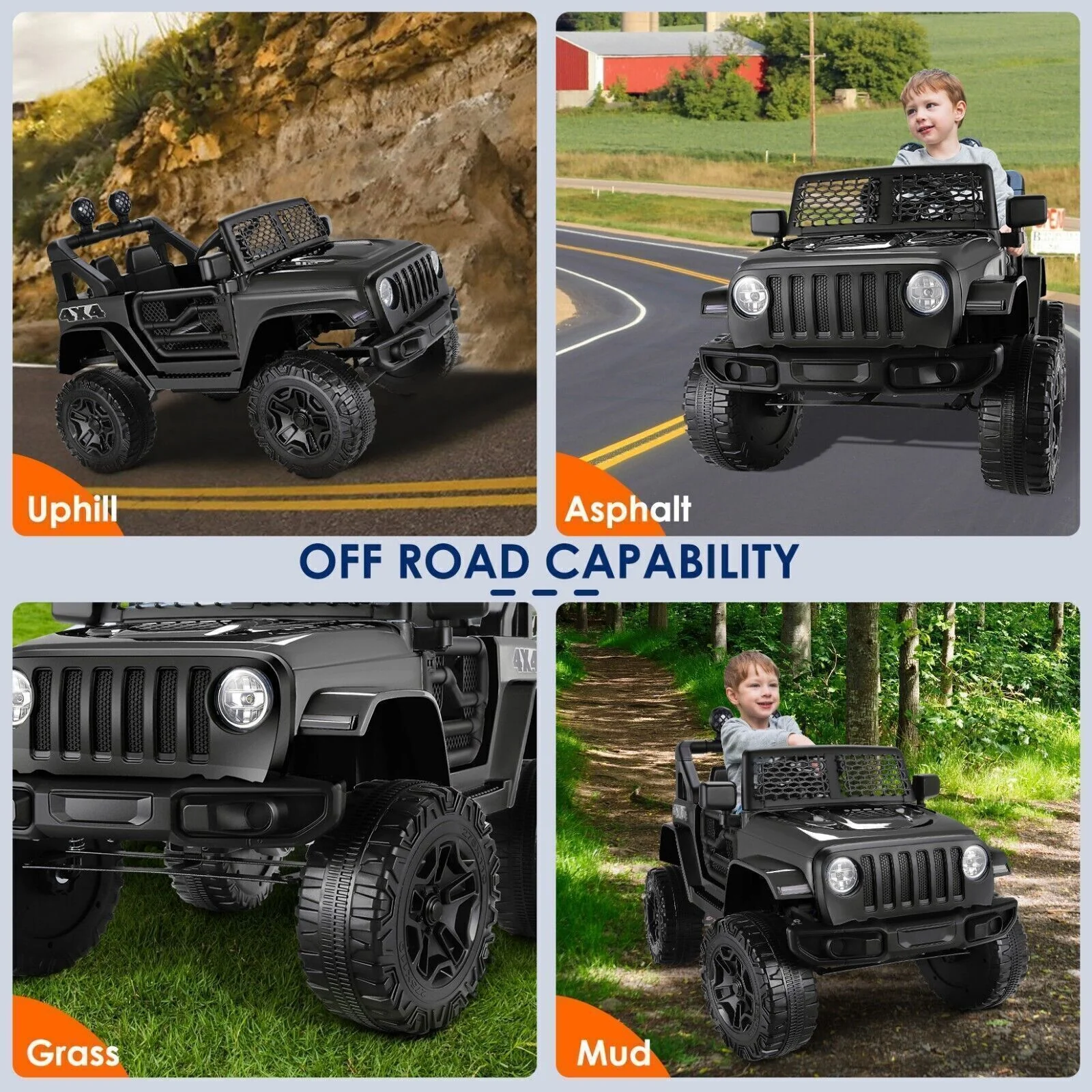 Electric Ride-On Toy Truck for Kids with Remote Control and LED Lights - 12V Jeep - Image 26